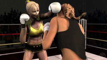 Картинка 3д+графика спорт+ sport взгляд бокс девушки ринг фон