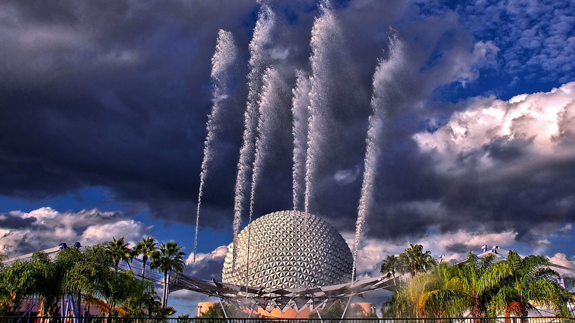 disney, epcot, fountain, of, nations, города, фонтаны