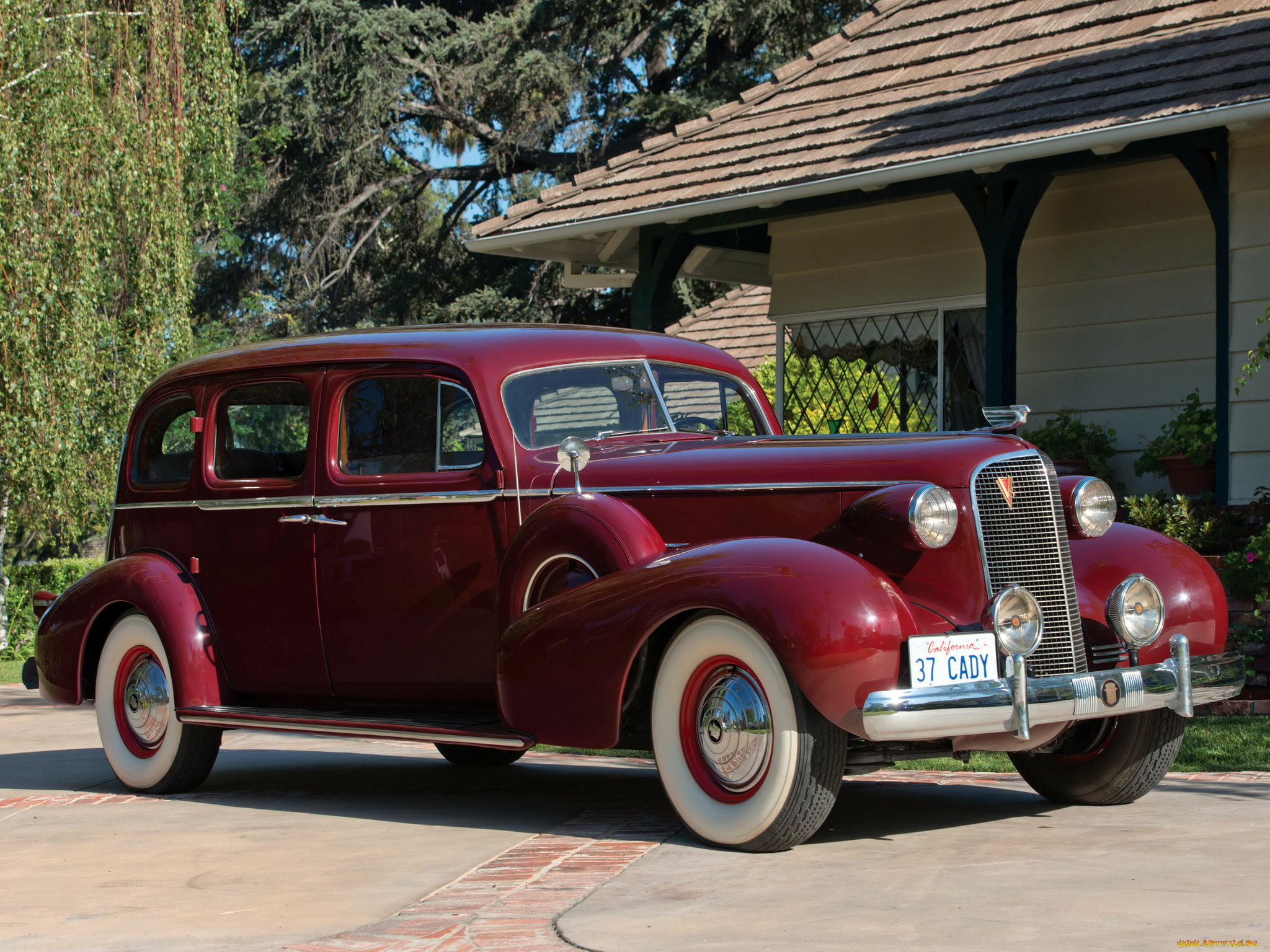 автомобили, классика, 1937г, cadillac, series, 75, v8, touring, sedan, fleetwood, красный