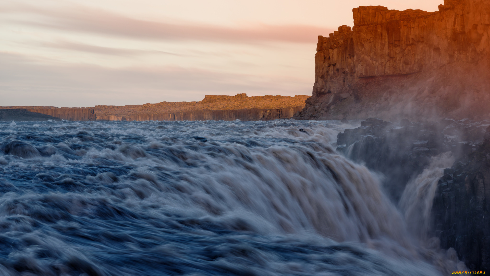 природа, водопады, небо, река, водопад, скалы, горы