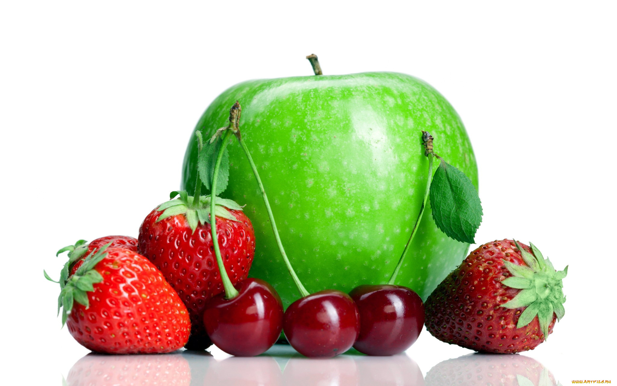 еда, фрукты, , ягоды, вишня, клубника, яблоко