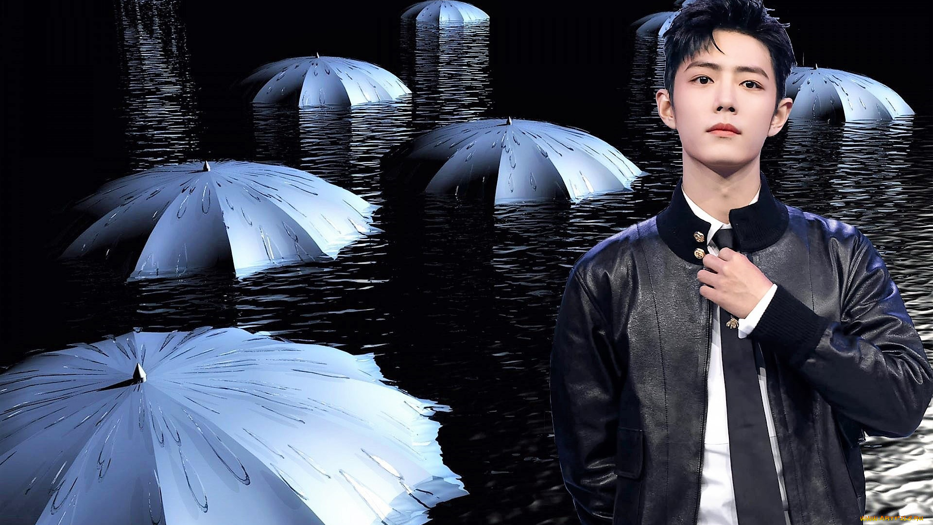 мужчины, xiao, zhan, актер, певец, куртка, галстук, зонты