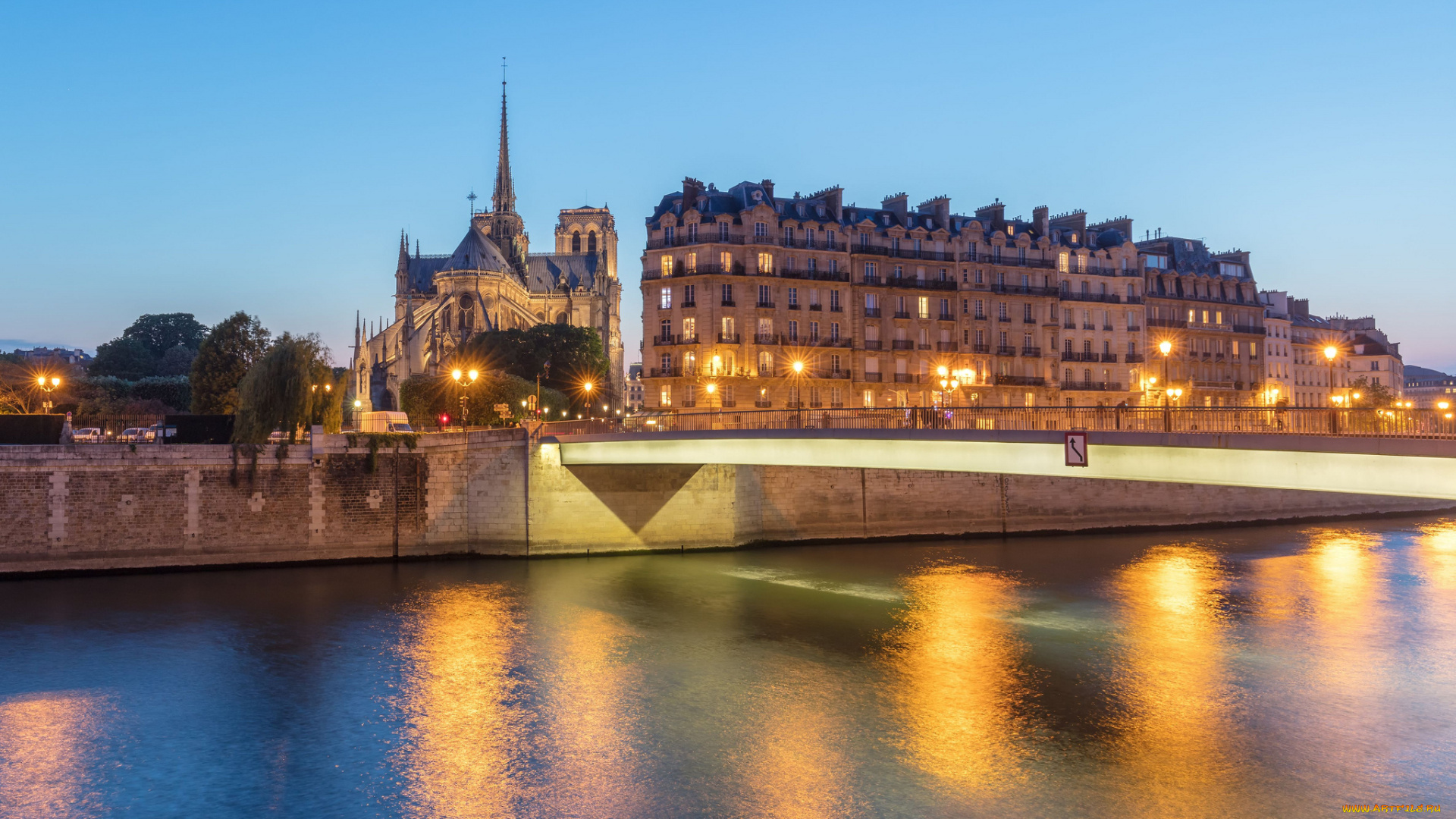 notre, dame, de, paris, города, париж, , франция, собор, река