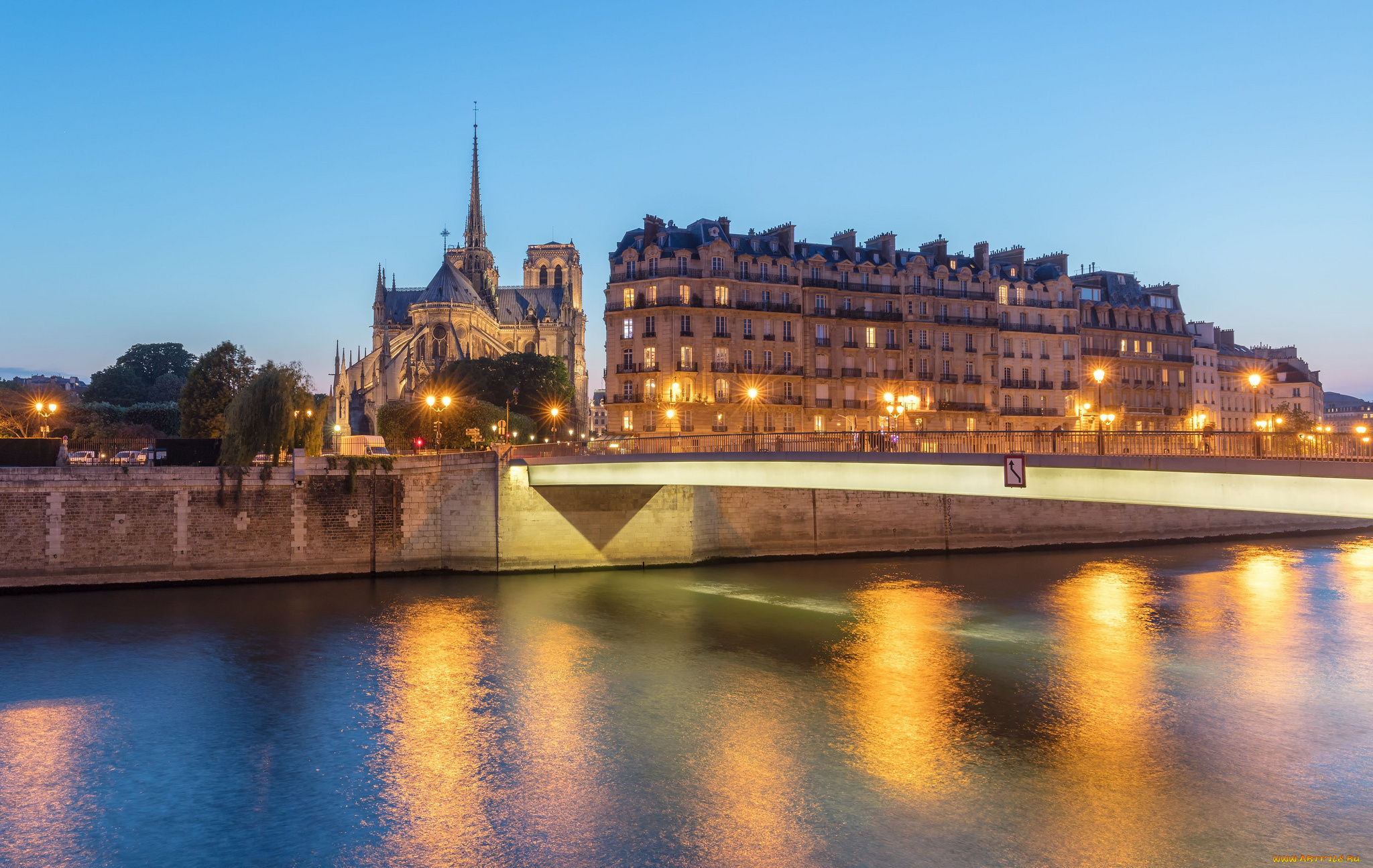 notre, dame, de, paris, города, париж, , франция, собор, река