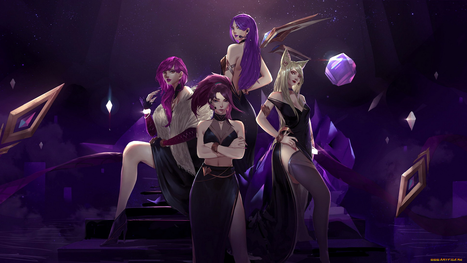 видео, игры, league, of, legends, kda, костюмы, группа, ступени, ahri, evelynn, akali