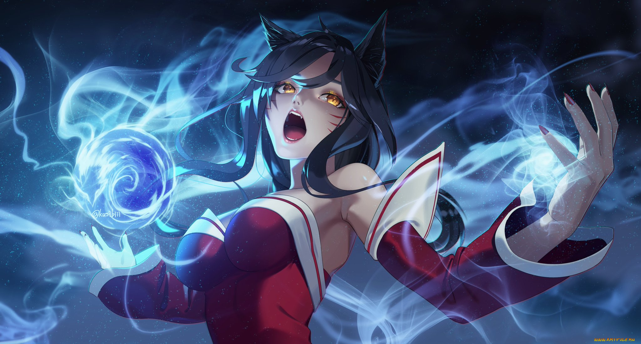 видео, игры, league, of, legends, ahri, магия