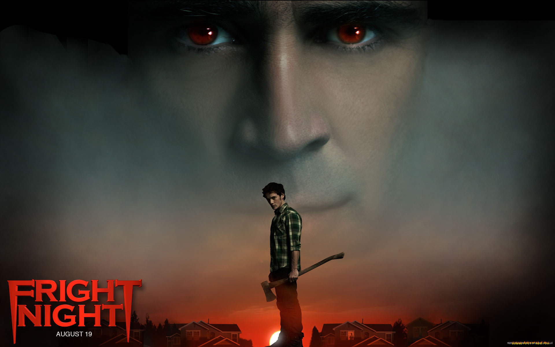 fright, night, кино, фильмы, закат, глаза, топор