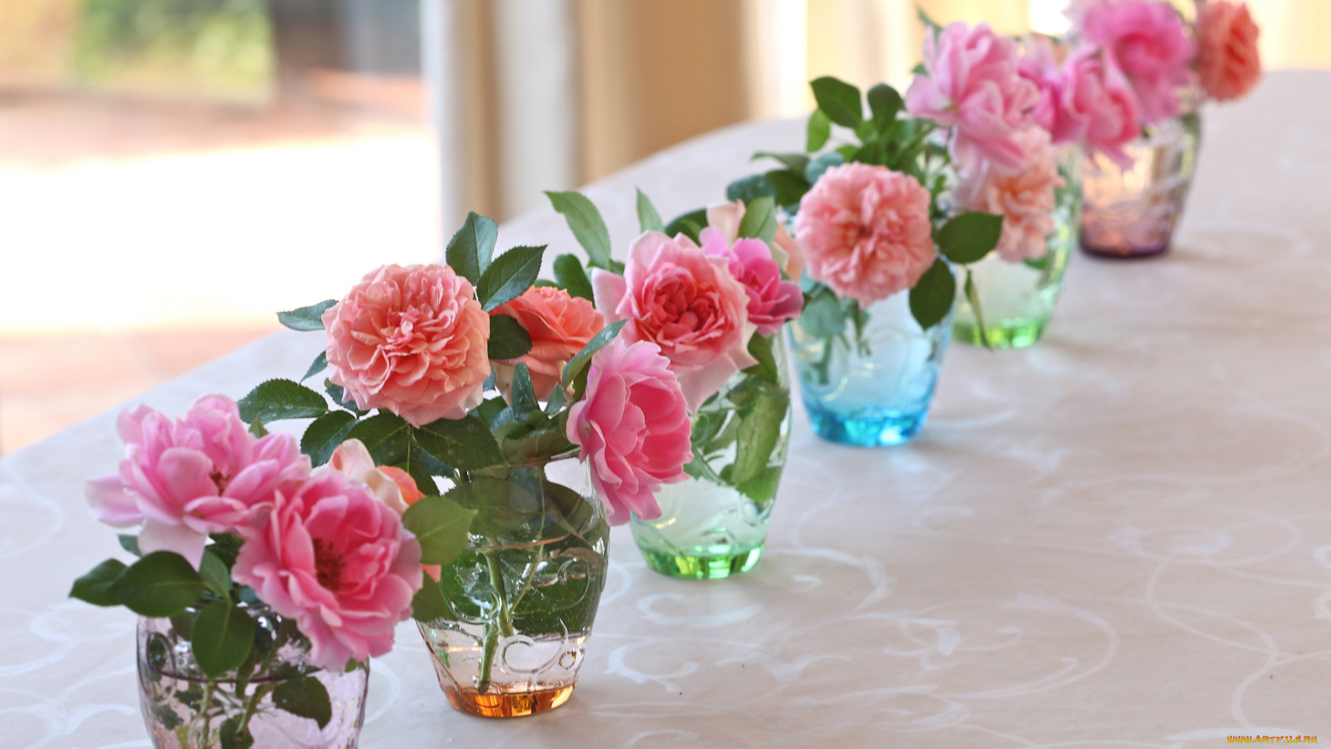 цветы, розы, вазы, букеты, стол, elena, di, guardo