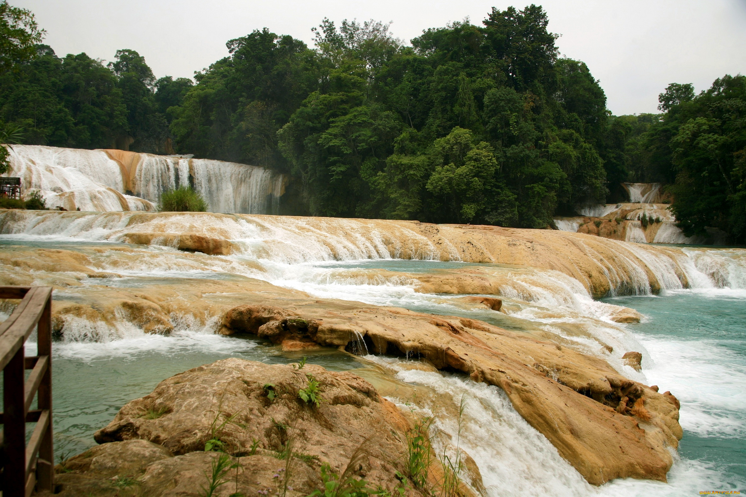 cascadas, agua, azul, mexica, природа, водопады