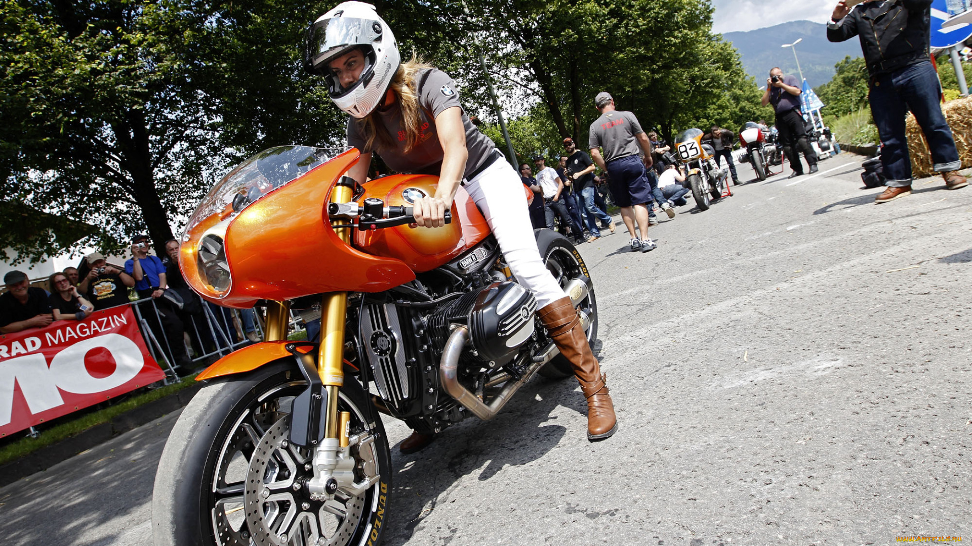 мотоциклы, мото, девушкой, bmw, 2013