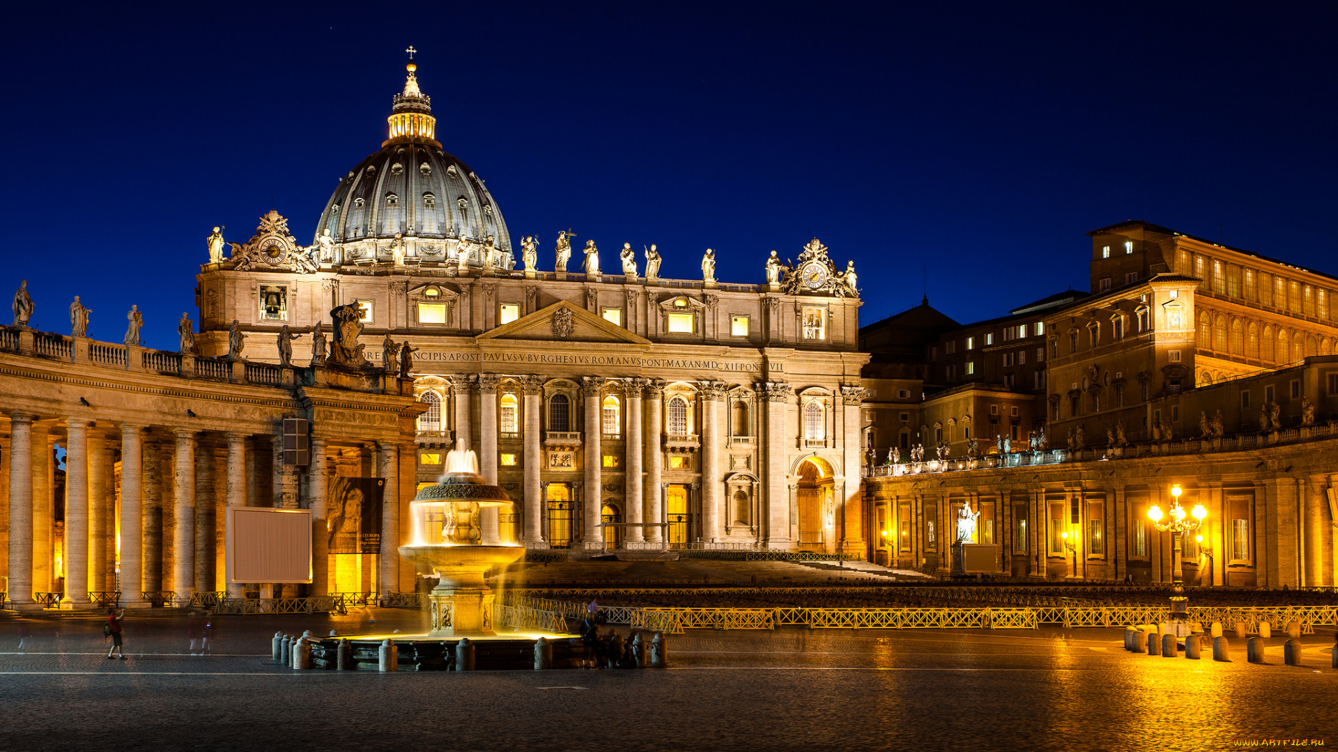 basilica, papale, di, san, pietro, in, vaticano, города, рим, , ватикан, , италия, ночь, огни, собор