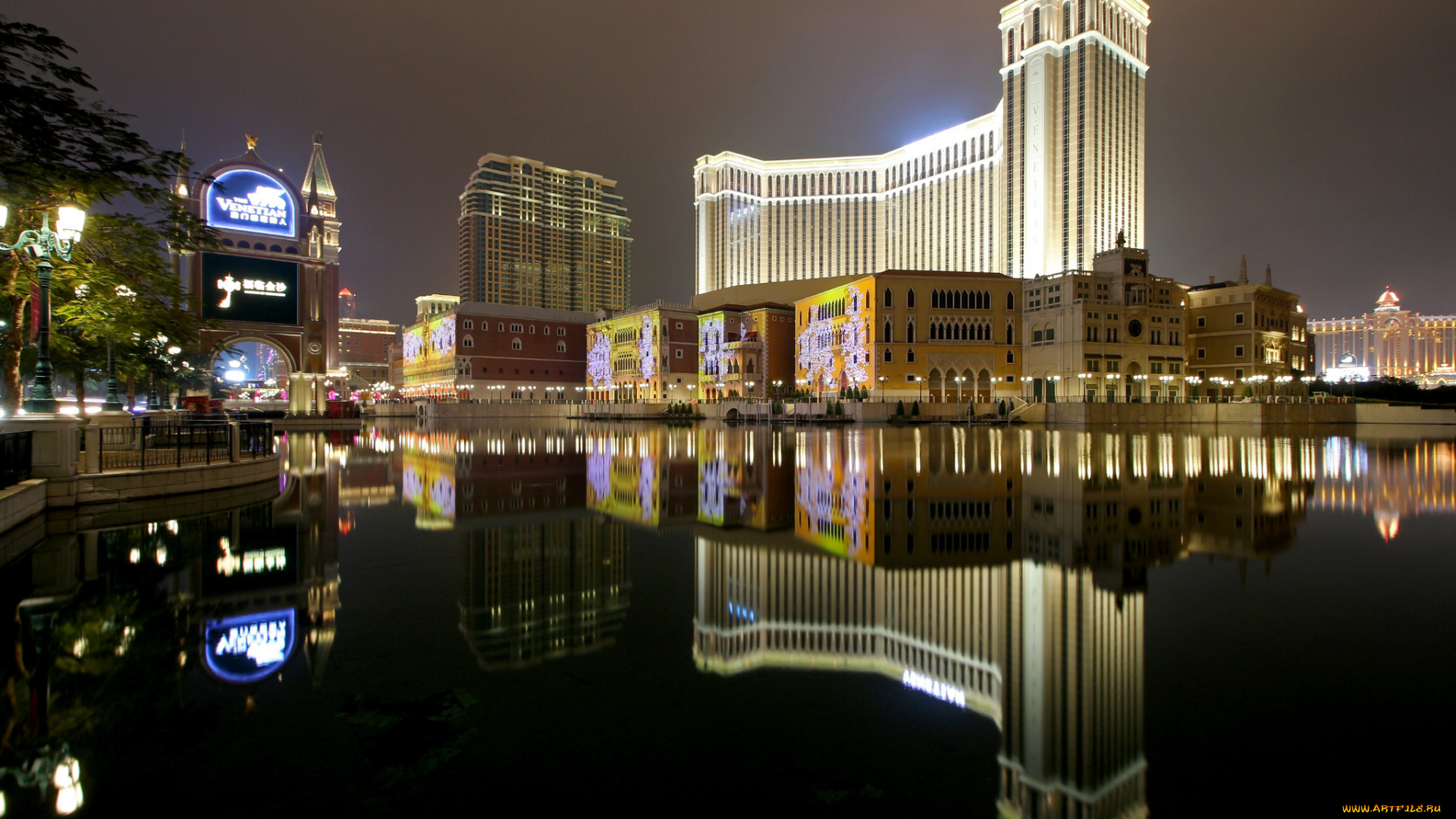 venetian, hotel, resort, &, casino, in, macau, , china, города, макао, , китай, огни, ночь