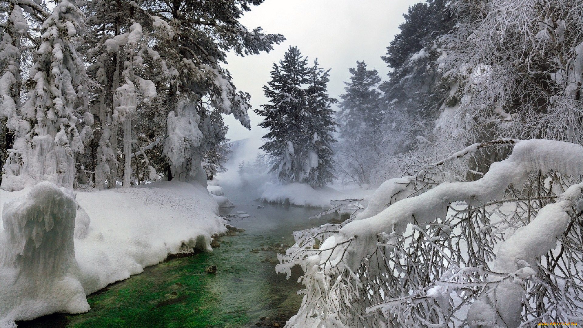 природа, реки, озера, зима, снег