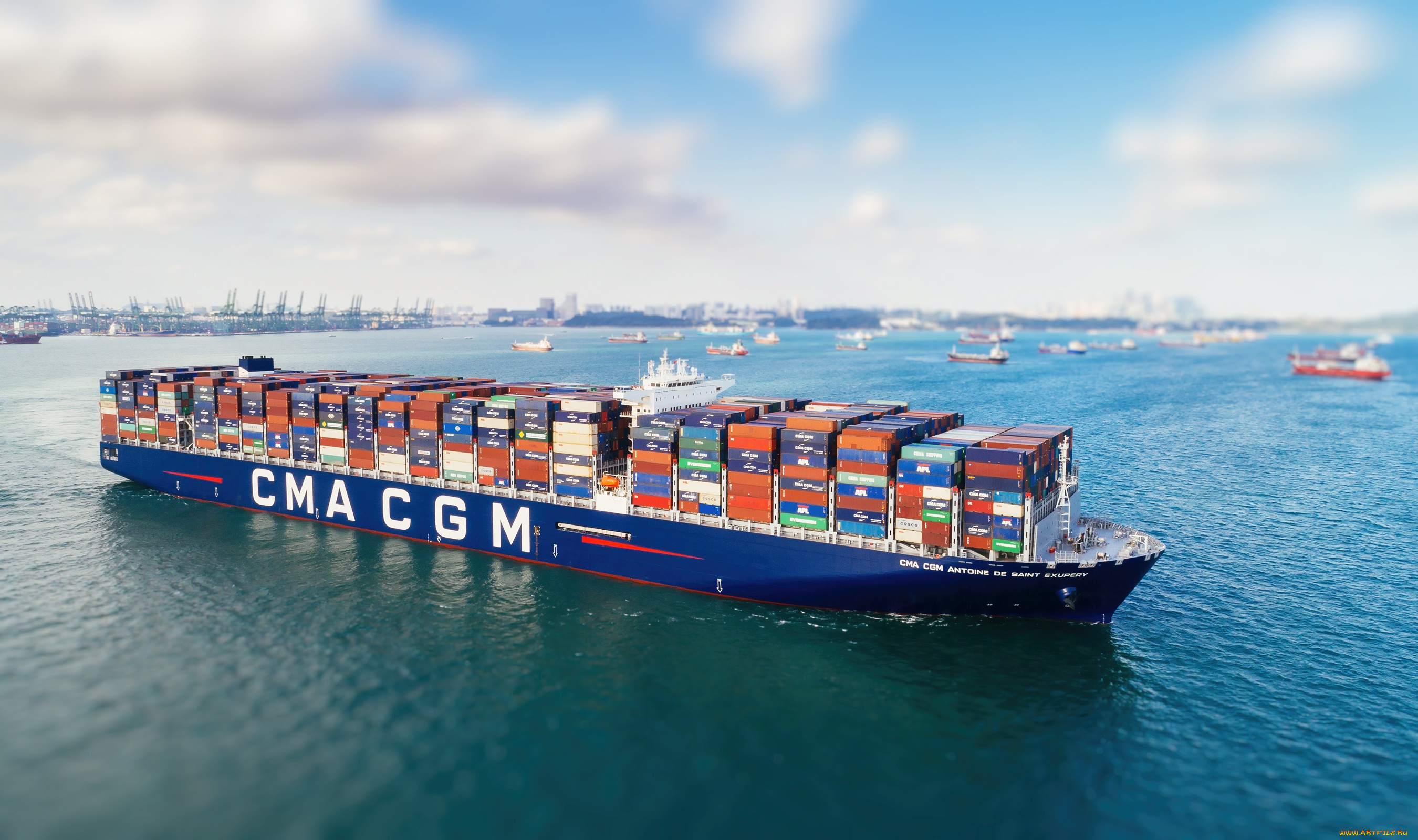 cma, cgm, antoine, de, saint, exupery, корабли, грузовые, суда, antoine, de, saint, exupery, cma, cgm, контейнерное, судно, бухта, корабль, контейнеры