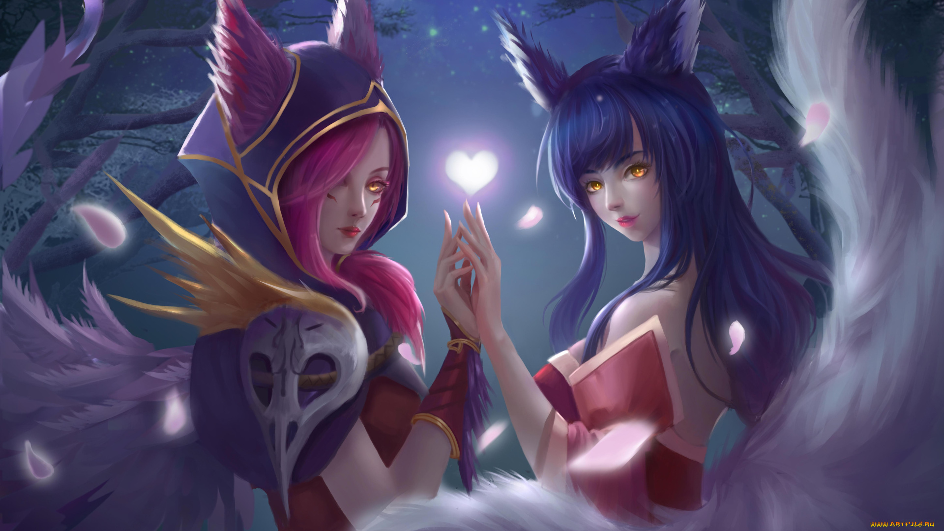 видео, игры, league, of, legends, xayah, ahri