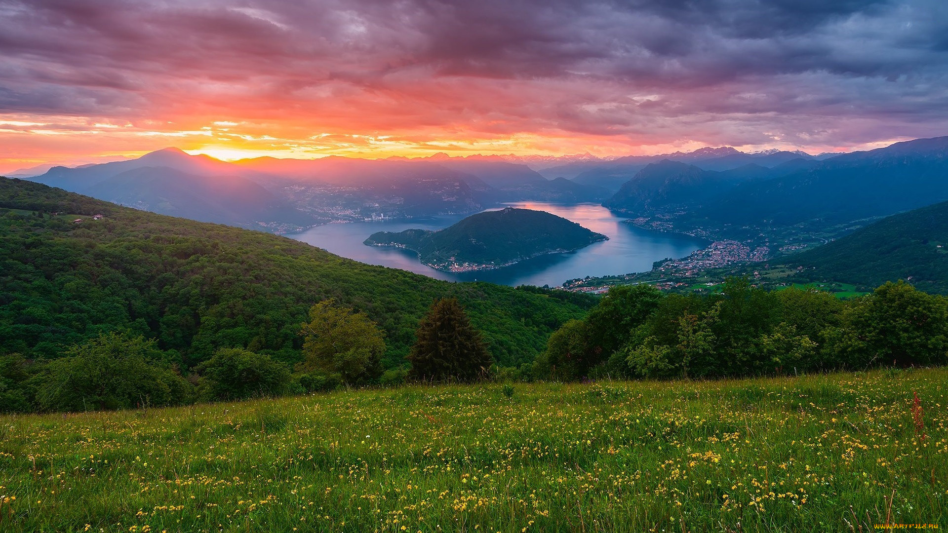 val, camonica, lake, iseo, lombardy, italy, природа, луга, val, camonica, lake, iseo