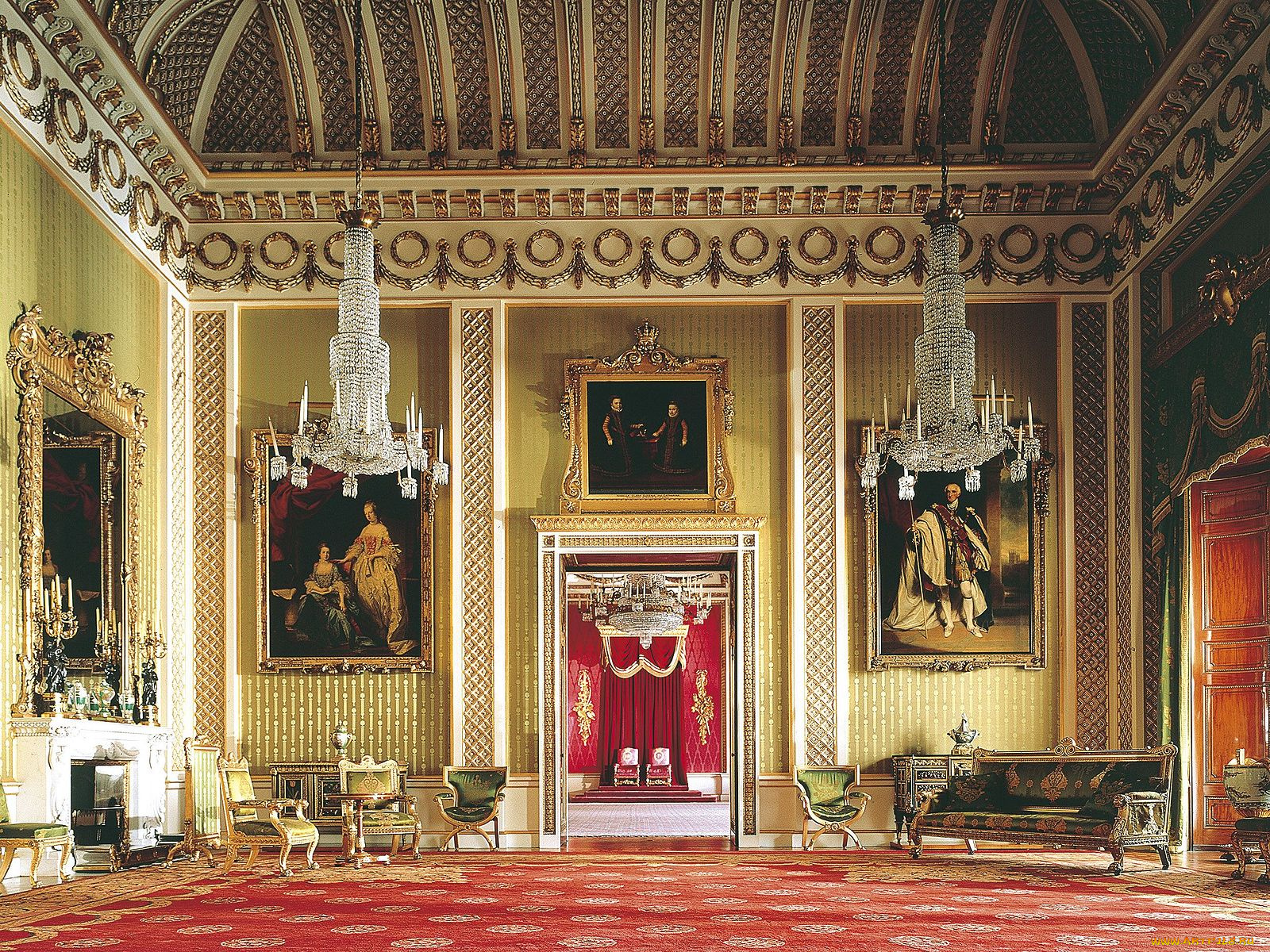 the, grand, staircase, at, buckingham, palace, интерьер, дворцы, музеи, англия, картина, дворец, люстра