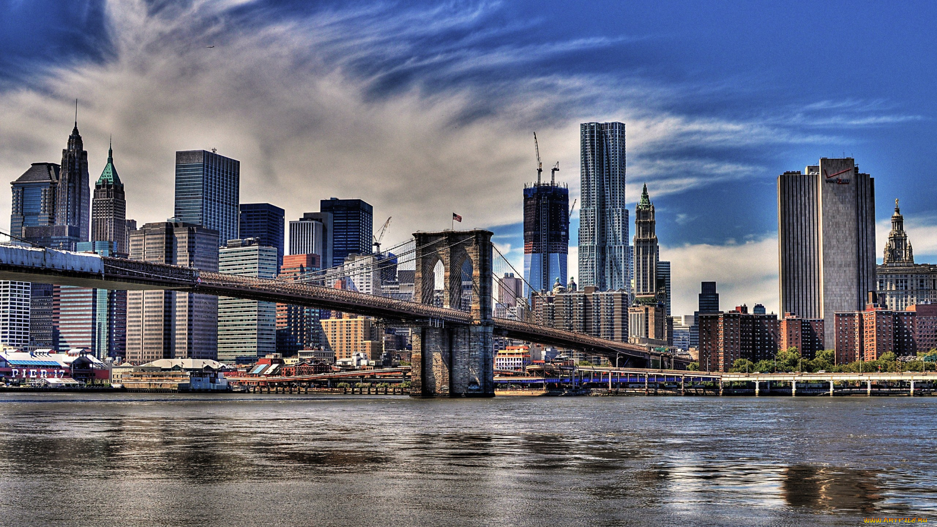 new, york, city, города, нью, йорк, сша, brooklyn, bridge