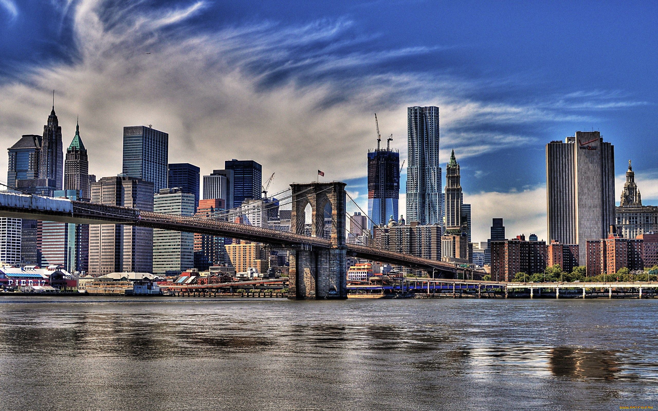 new, york, city, города, нью, йорк, сша, brooklyn, bridge
