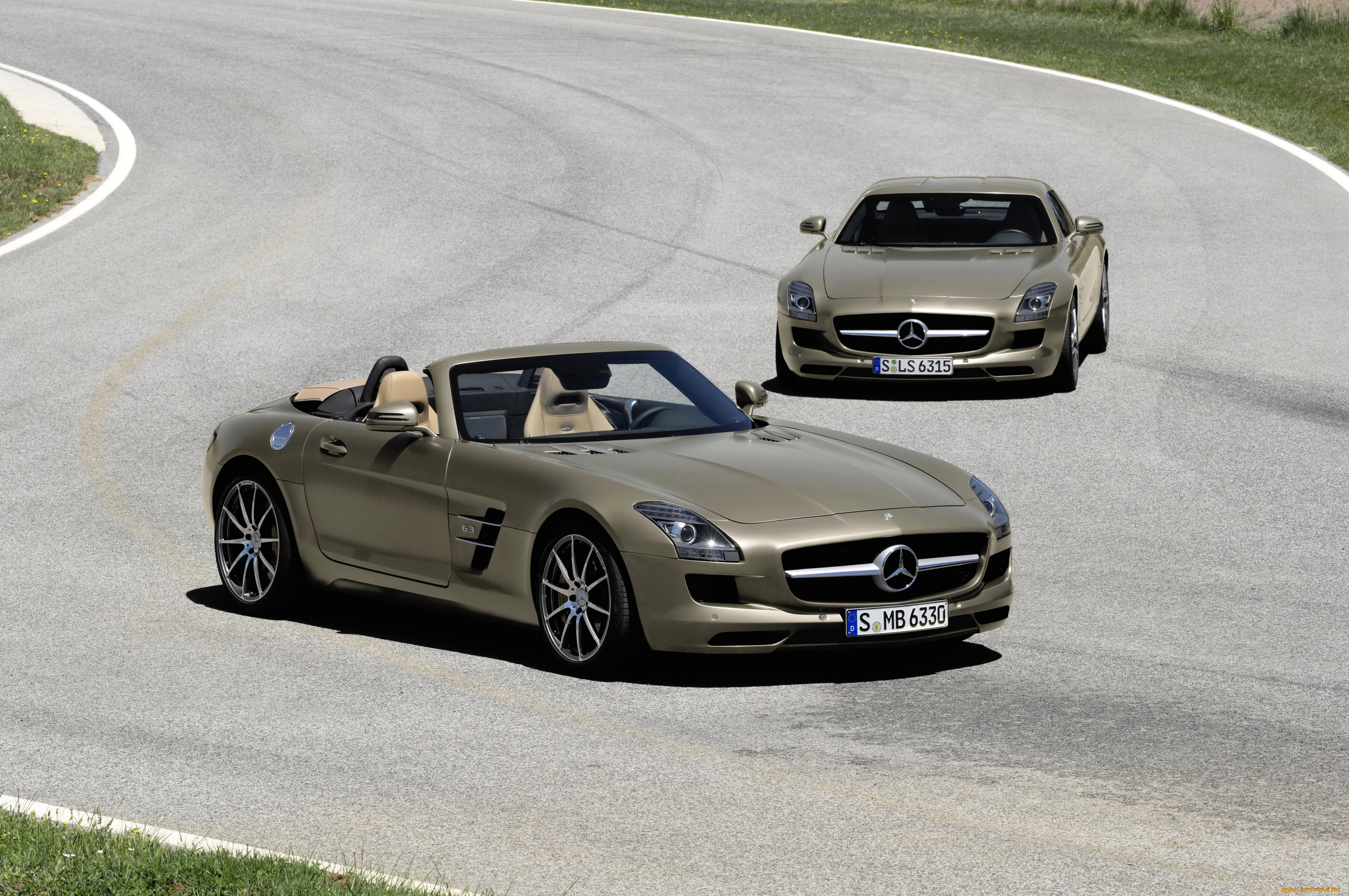 2011, mercedes-benz, sls, amg, roadster, автомобили, mercedes-benz, кабриолет, дорога, кофейный, два