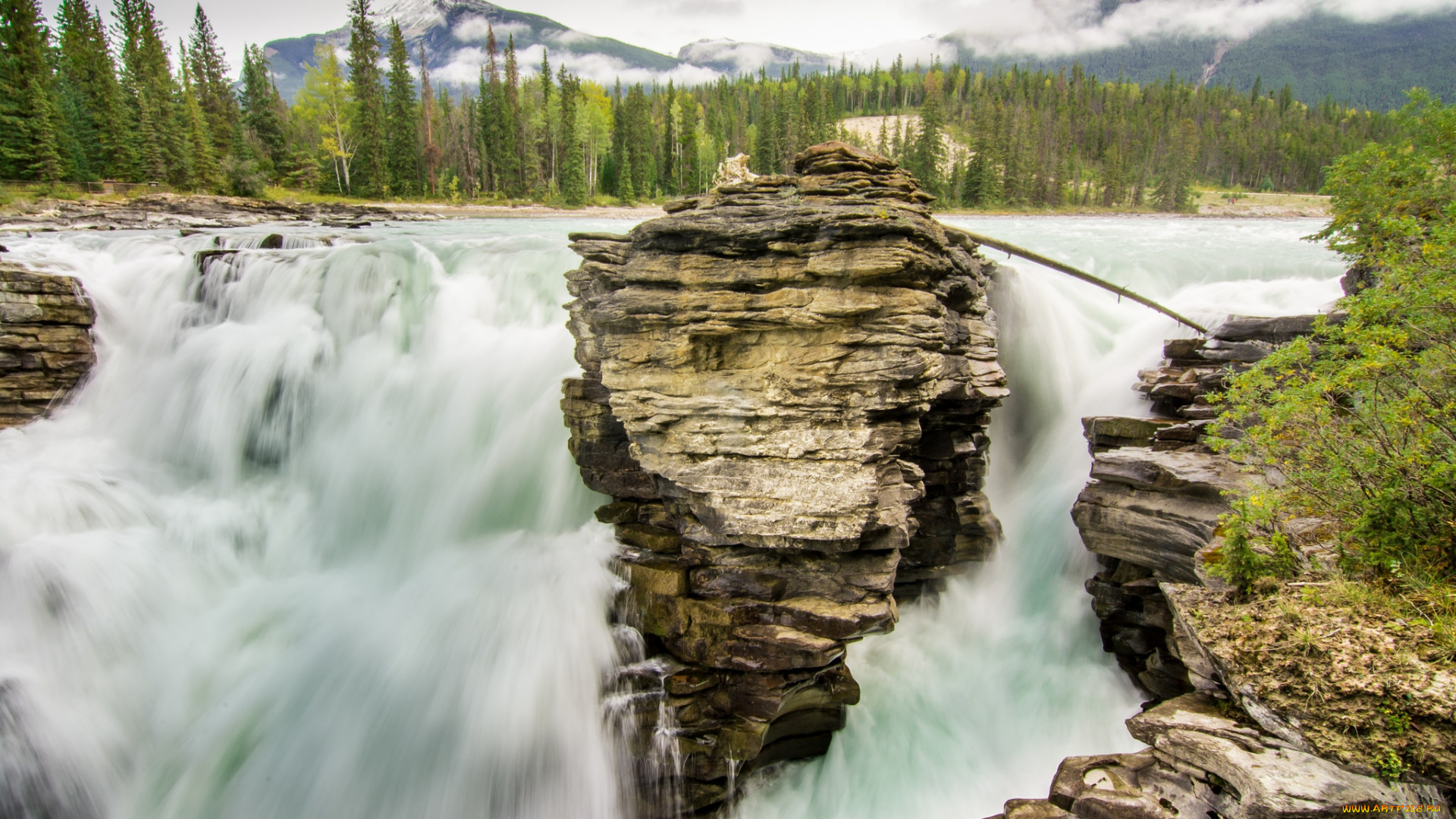 природа, водопады, лес, горы, водопад, река