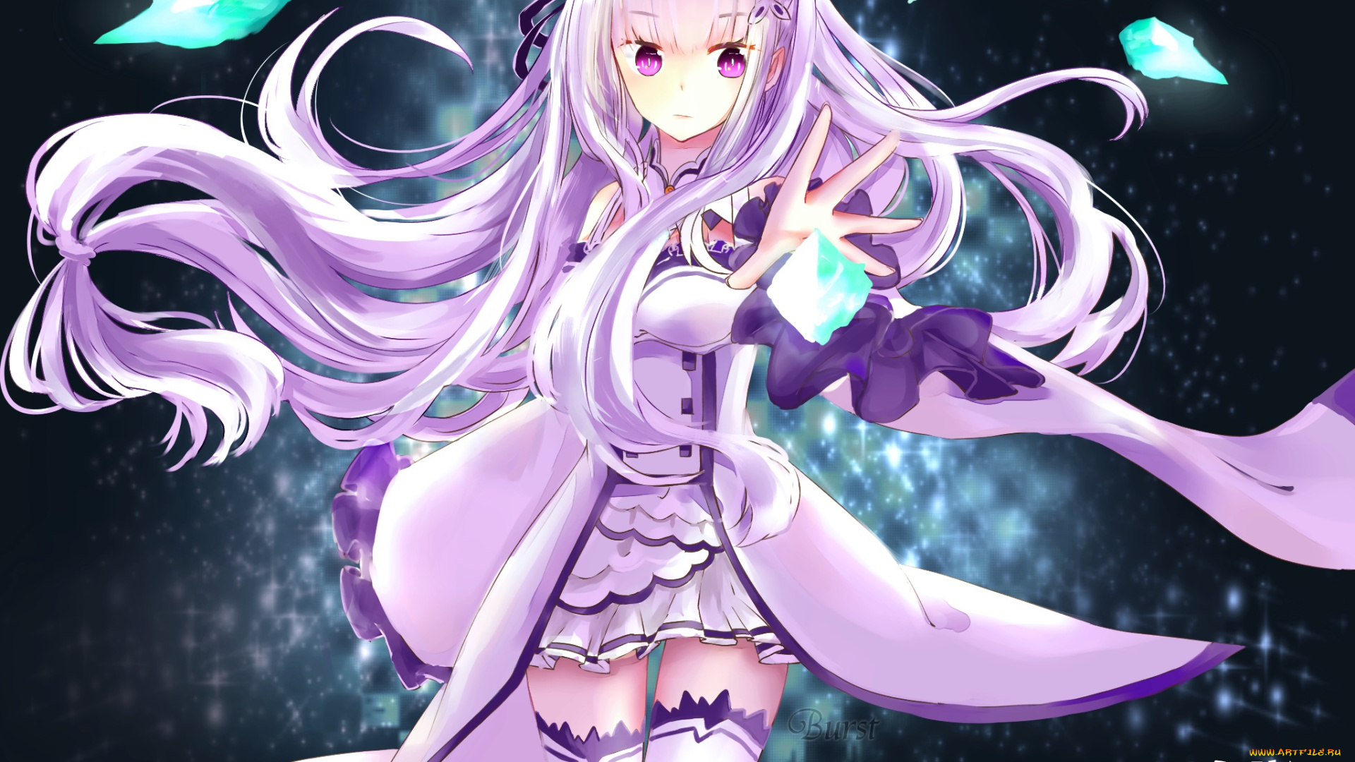 аниме, re, , zero, kara, hajimeru, isekai, seikatsu, фон, взгляд, девушка