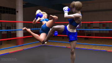 Картинка 3д+графика спорт+ sport девушки взгляд бокс ринг фон
