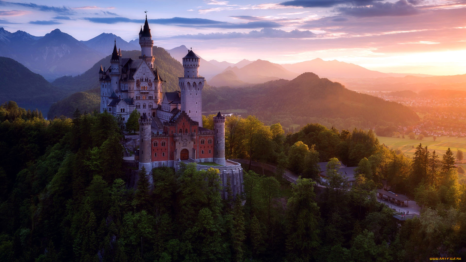 города, замок, нойшванштайн, , германия, neuschwanstein, castle