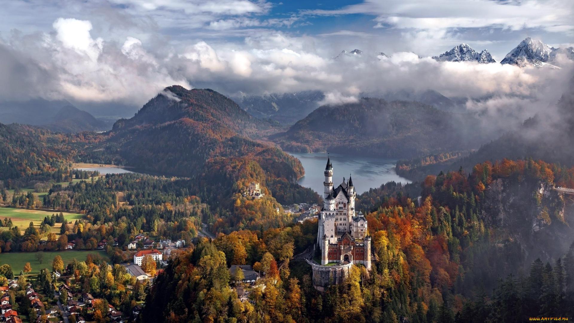 города, замок, нойшванштайн, , германия, neuschwanstein, castle