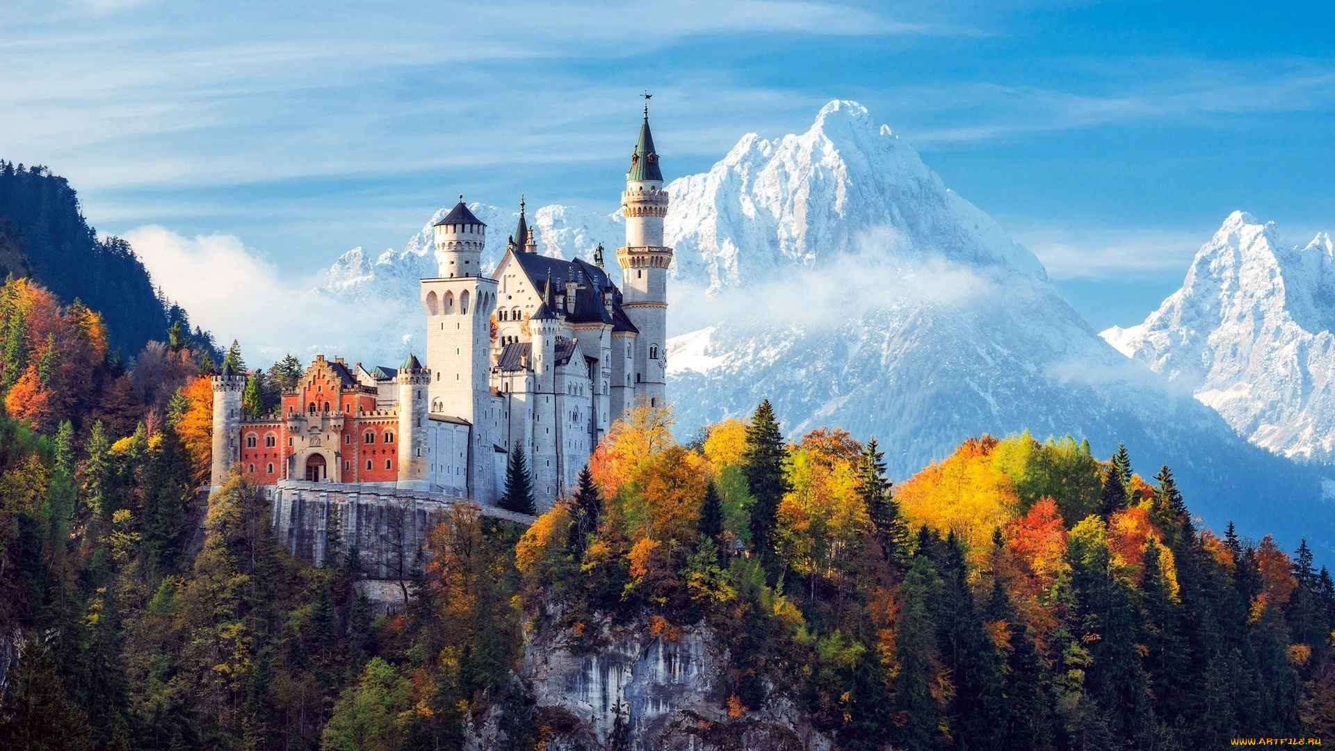 города, замок, нойшванштайн, , германия, neuschwanstein, castle