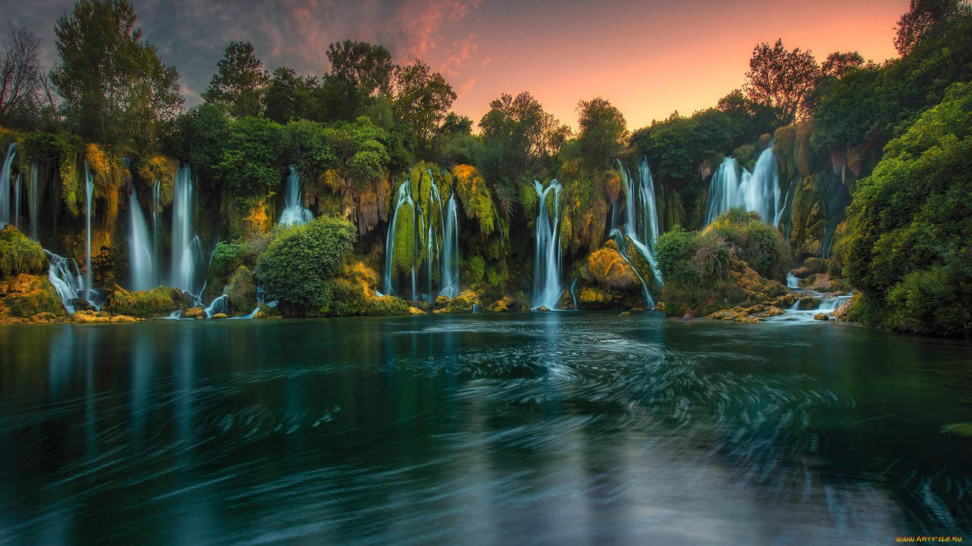 природа, водопады, река, требижат, trebizat, river, водопад, кравица, bosnia, and, herzegovina, kravica, waterfalls, босния, и, герцеговина, деревья