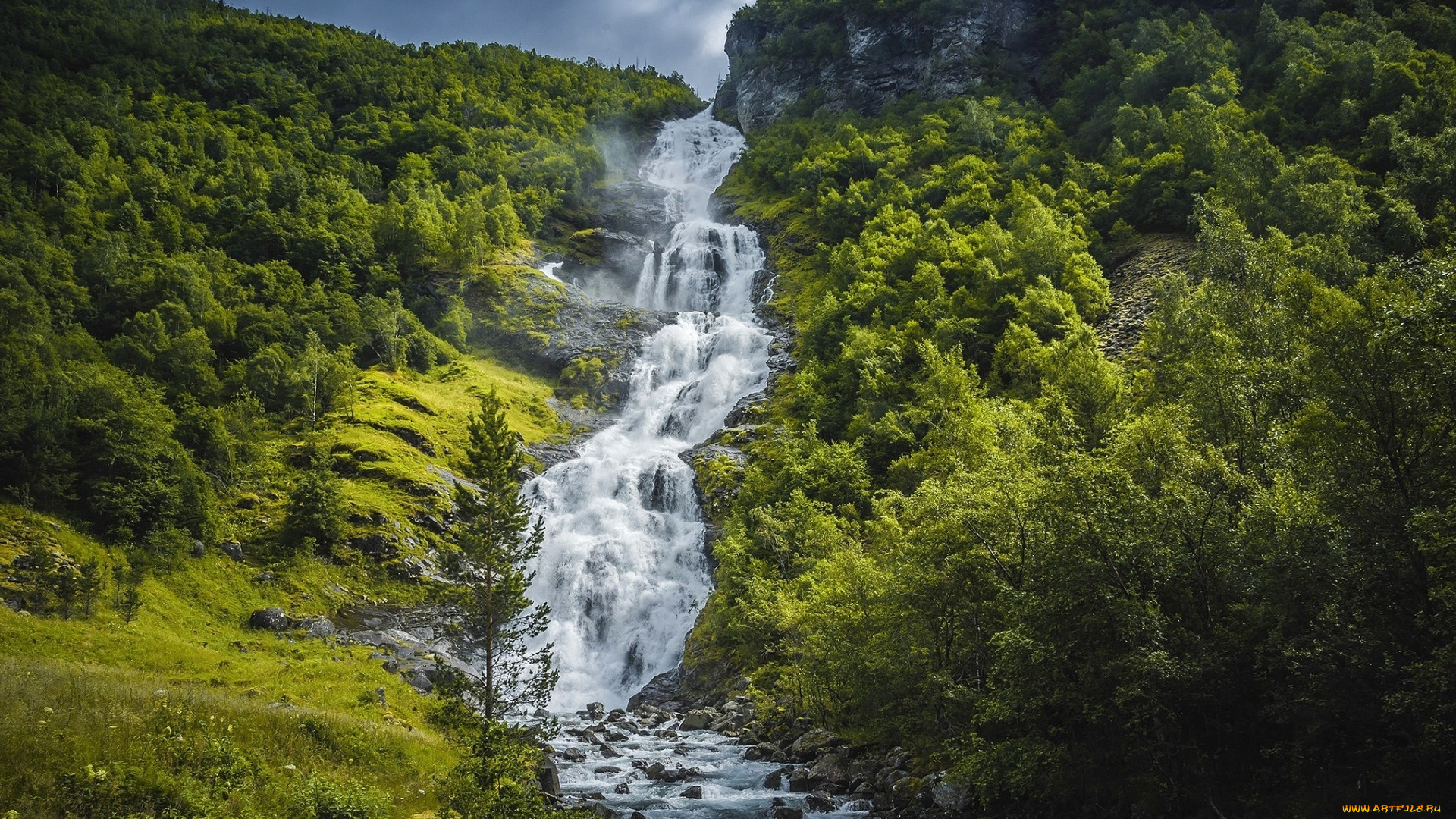 природа, водопады, скалы, водопад