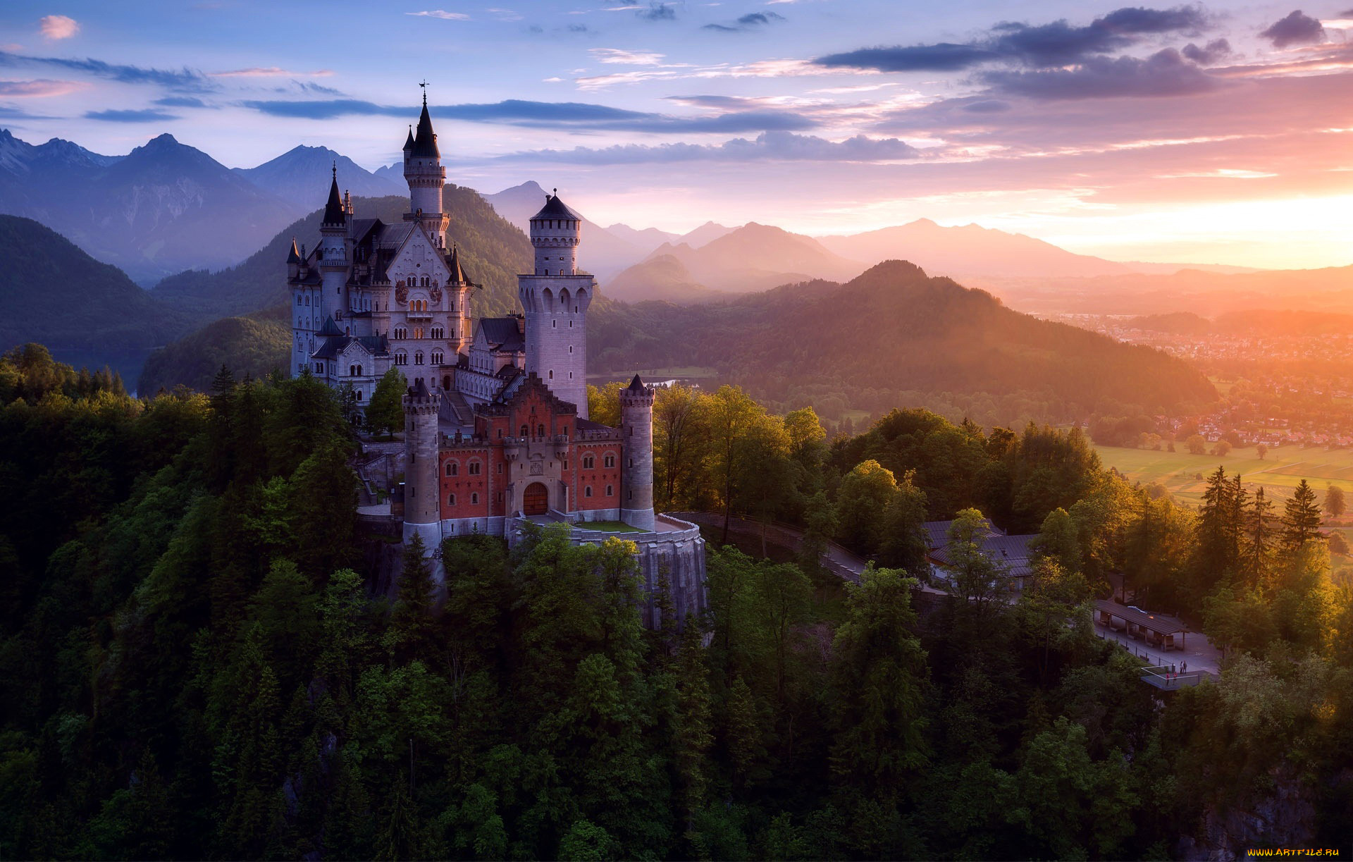 города, замок, нойшванштайн, , германия, neuschwanstein, castle