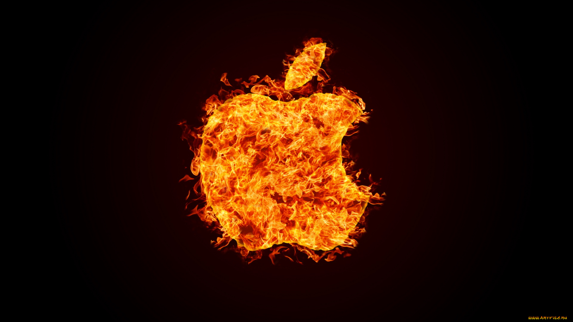 компьютеры, apple, яблоко, логотип, тёмный, пламья