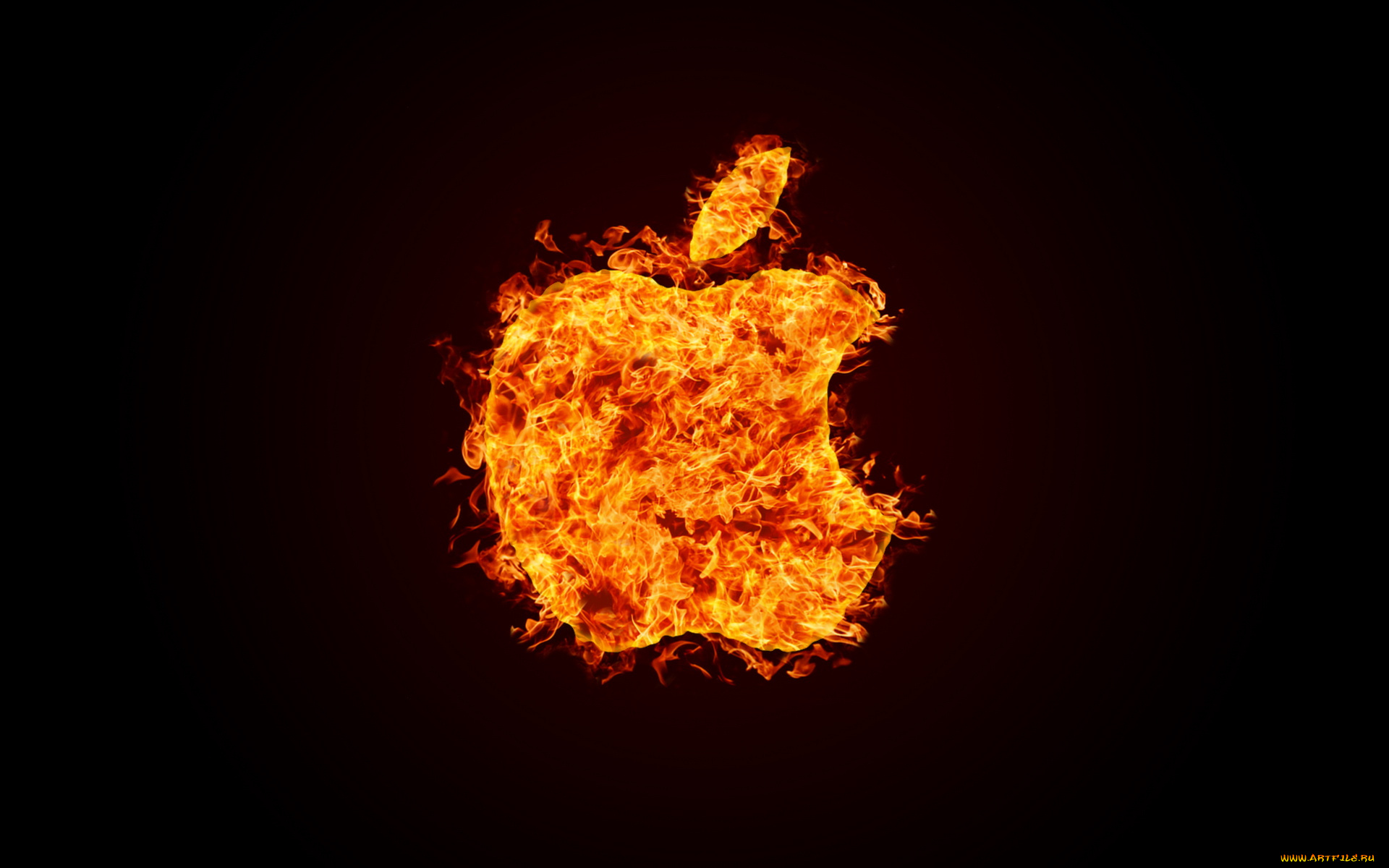 компьютеры, apple, яблоко, логотип, тёмный, пламья