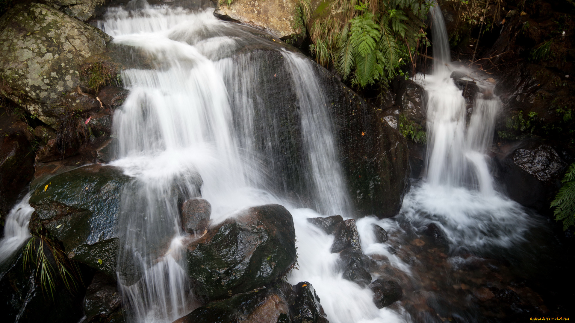 природа, водопады, камни, лес, водопад