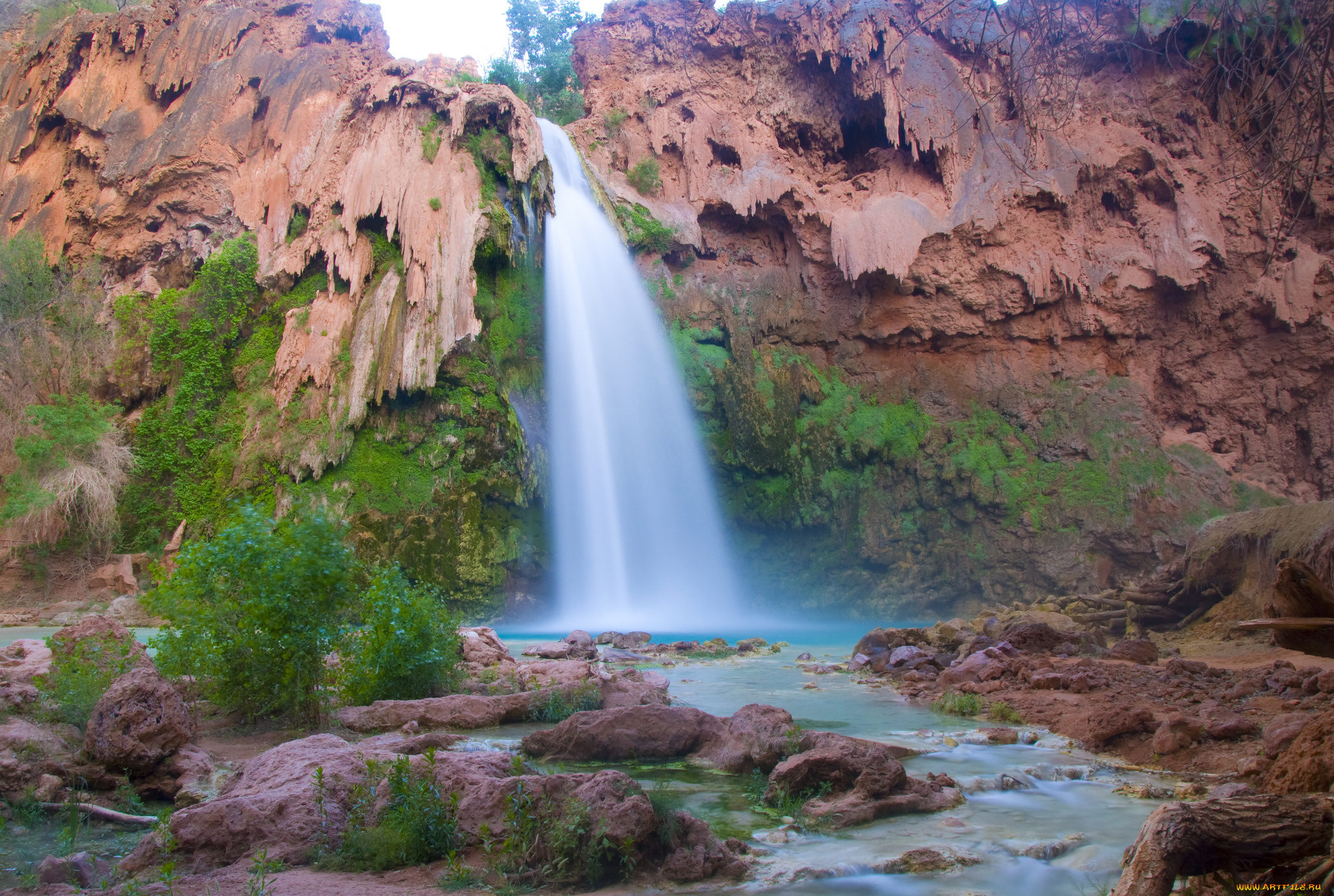 havasu, falls, arizona, usa, природа, водопады, grand, canyon, гранд-каньон, аризона, водопад, хавасу, скала, большой, каньон