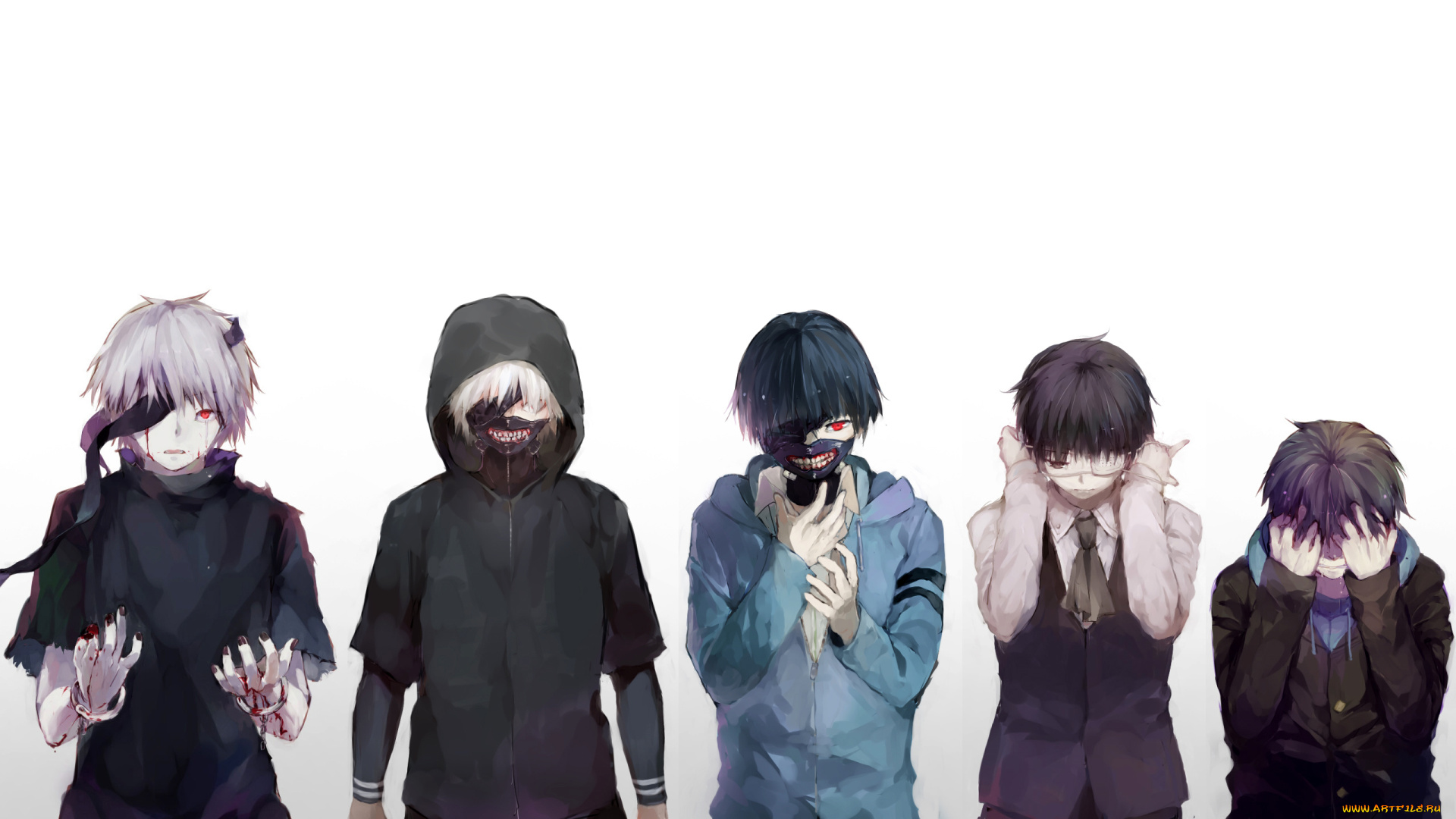 аниме, tokyo, ghoul, капюшон, маска, парень, kaneki, ken, tokyo, ghoul, fuurin, арт