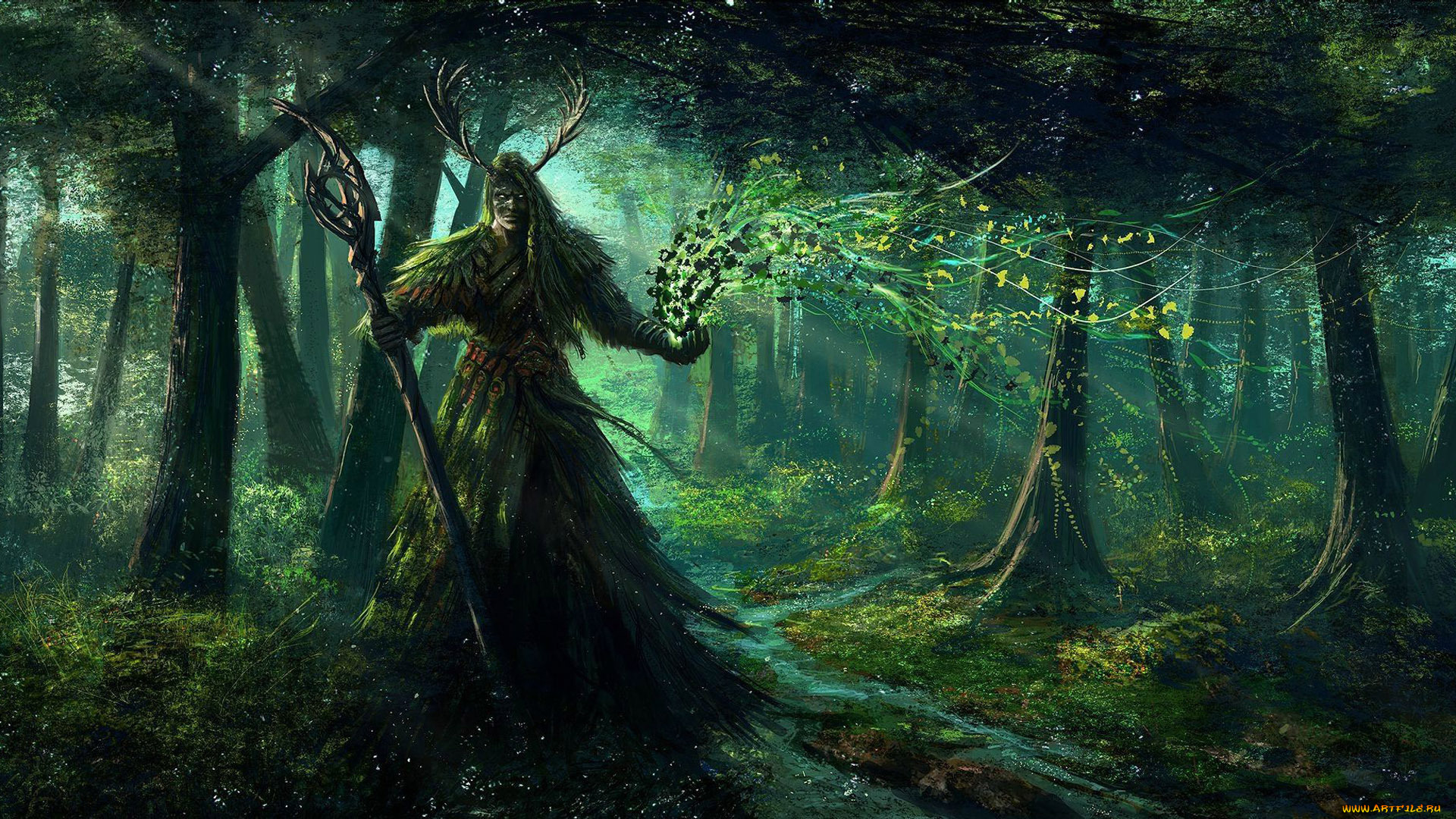 фэнтези, существа, демон, деревья, магия, лес, существо
