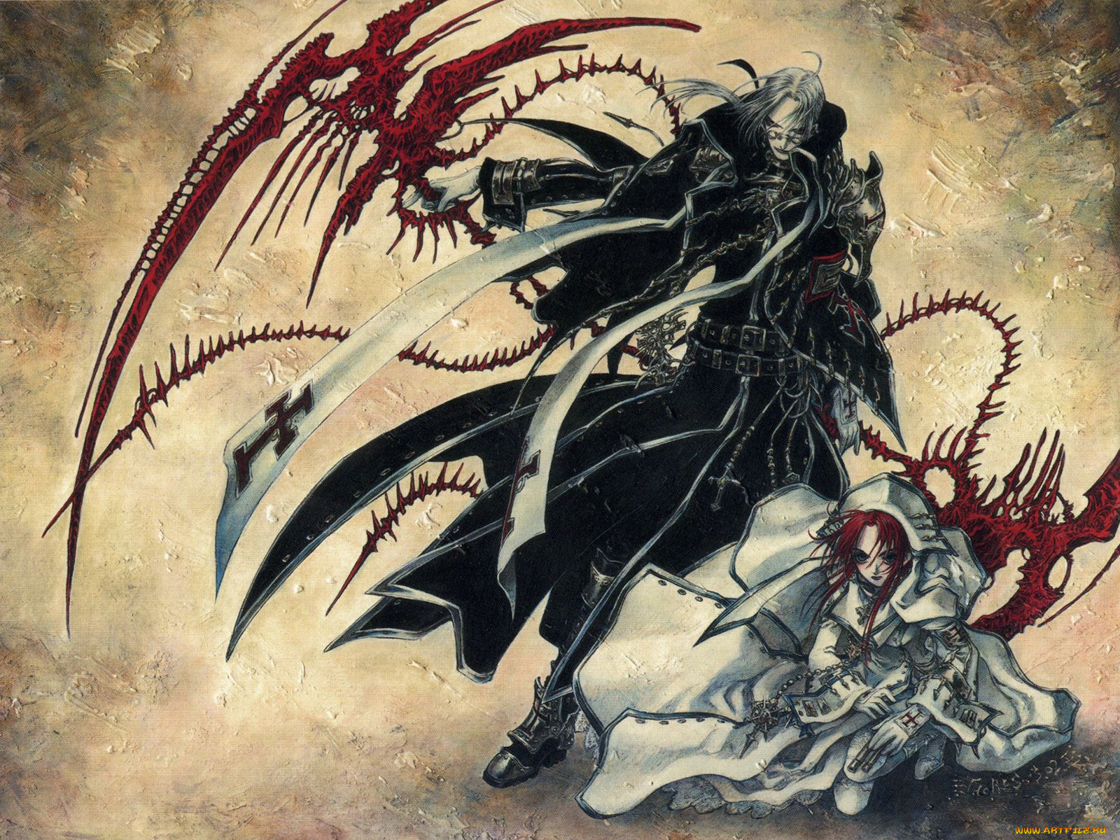 аниме, trinity, blood