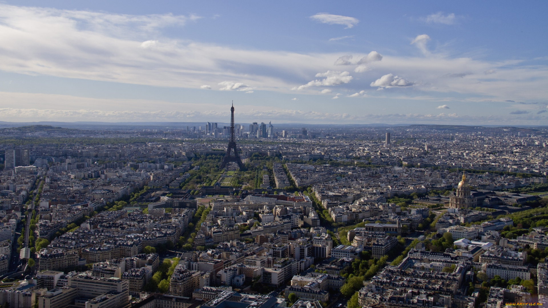 города, париж, франция, панорама, дома, эйфелева, башня