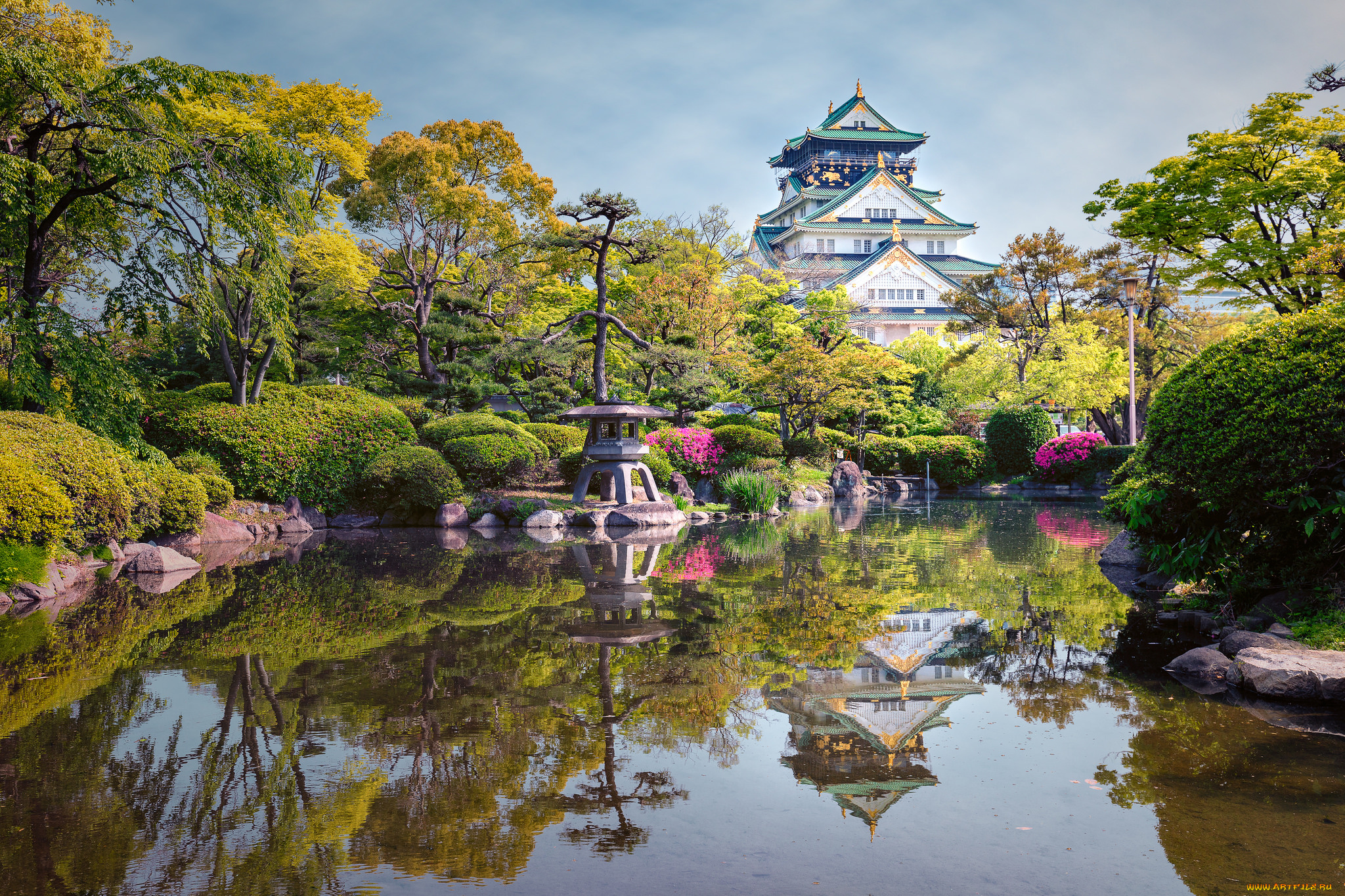 osaka, castle, города, замки, Японии, замок