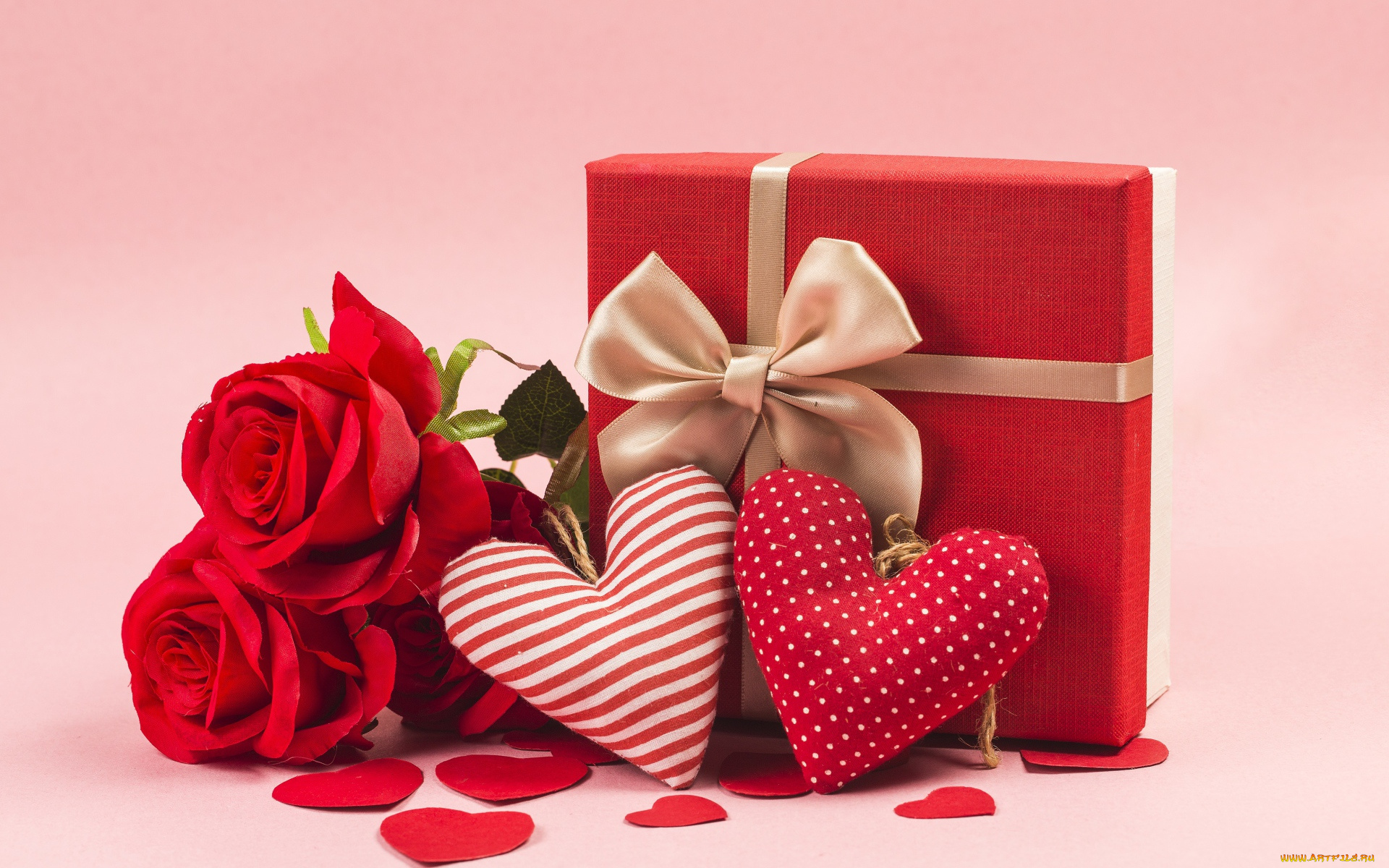 праздничные, подарки, и, коробочки, коробка, подарок, сердечки, розы