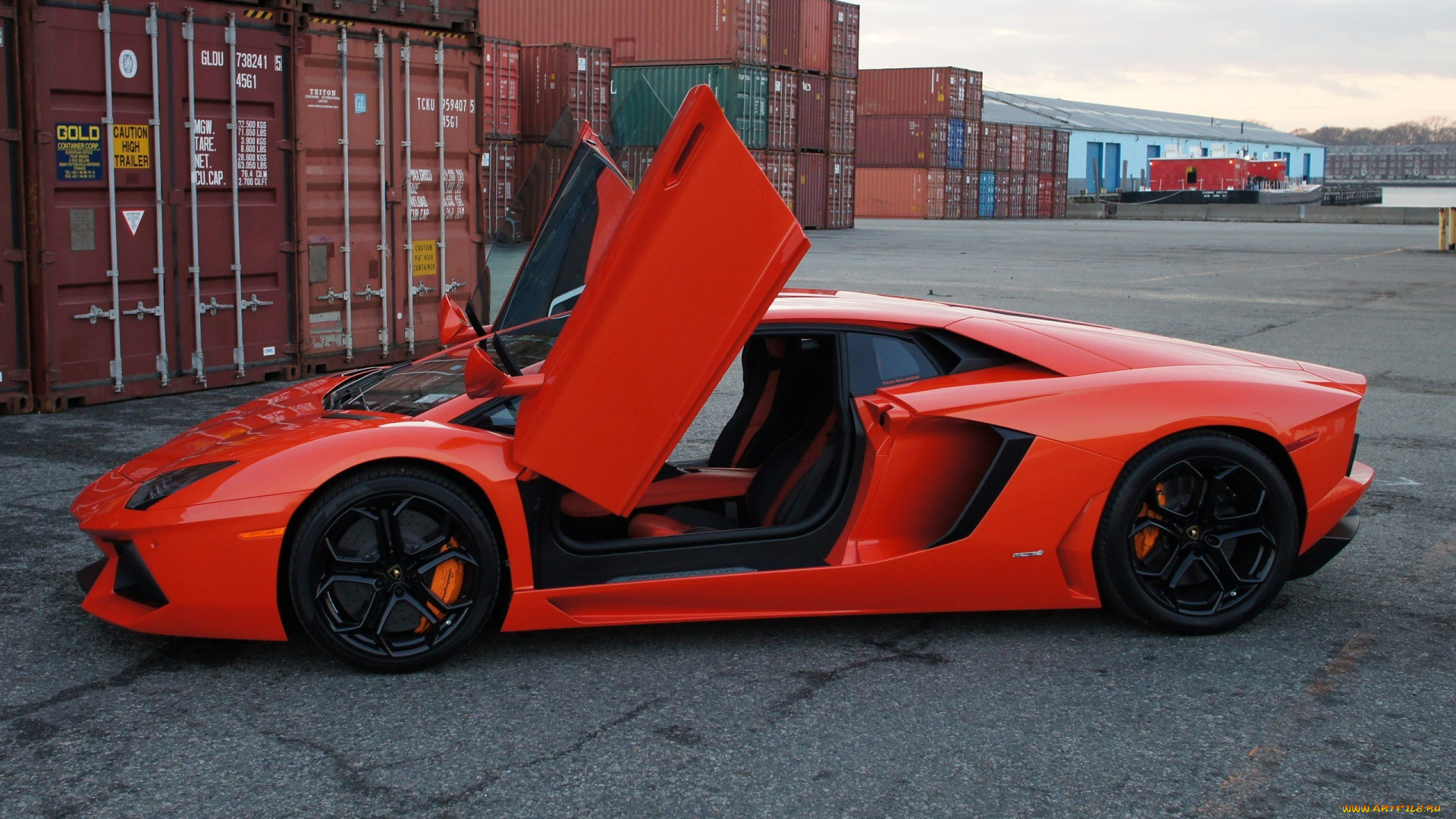 автомобили, lamborghini, aventador, lp700-4, orange, ламборгини