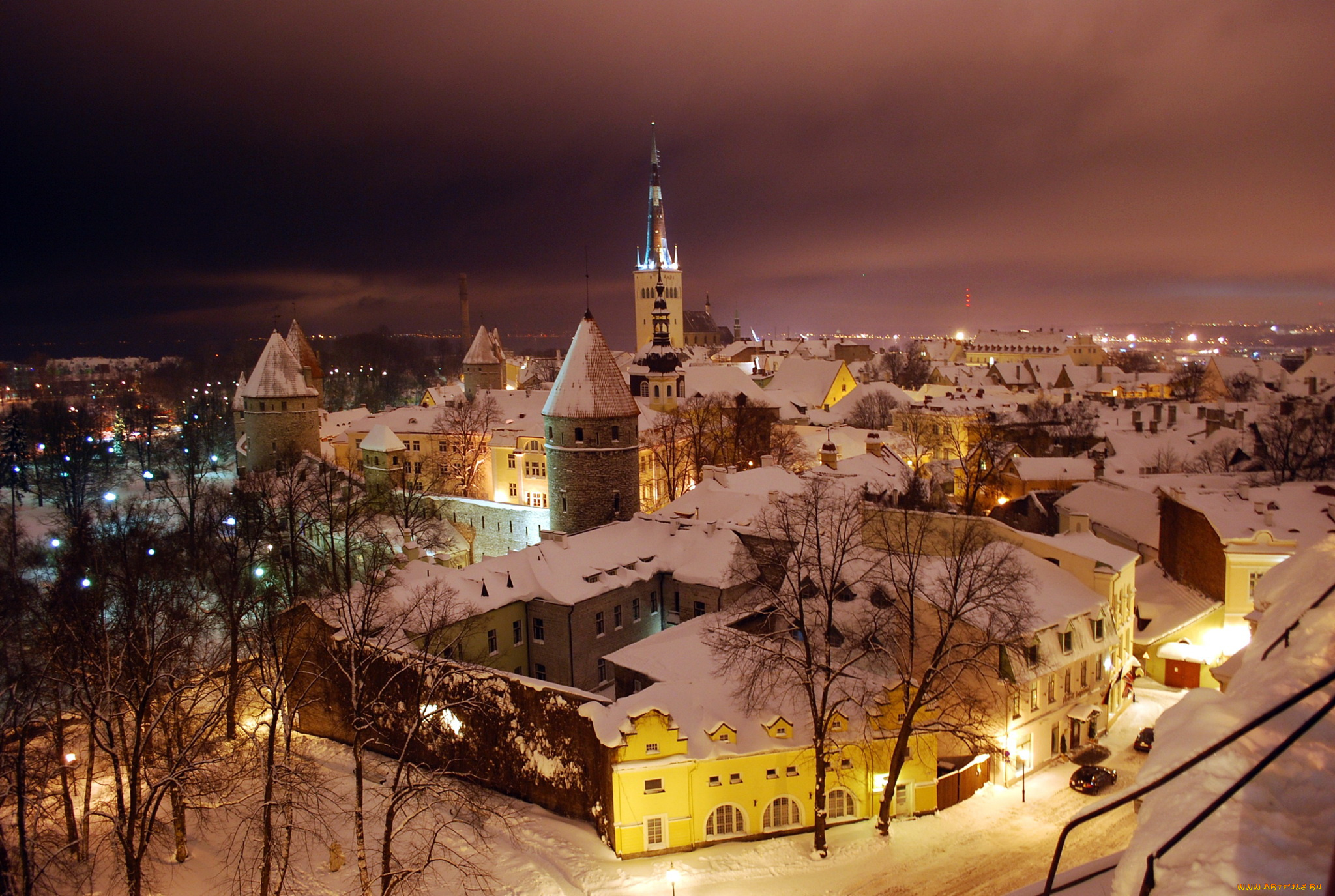 таллинн, города, таллин, эстония, панорама, зима