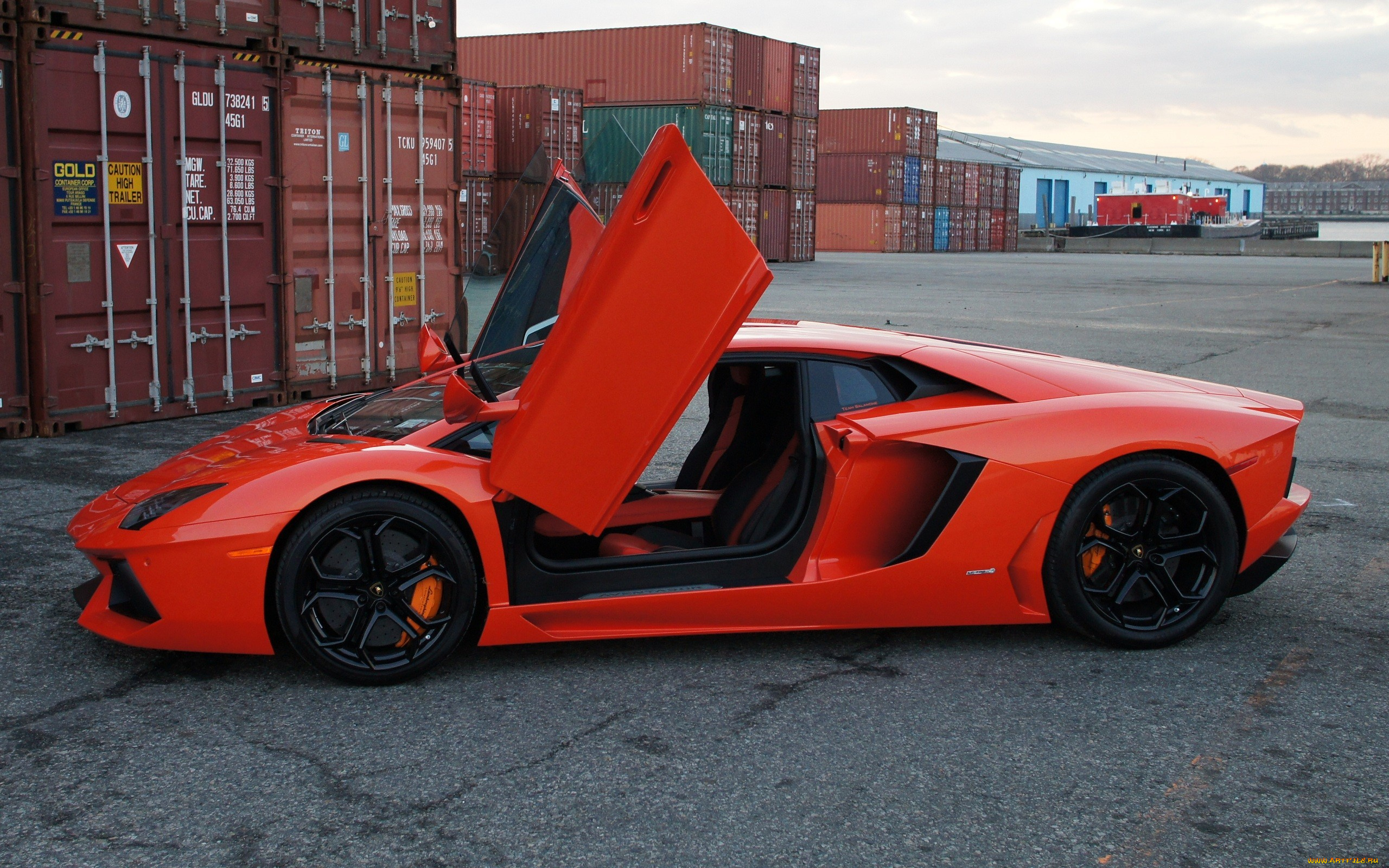 автомобили, lamborghini, aventador, lp700-4, orange, ламборгини