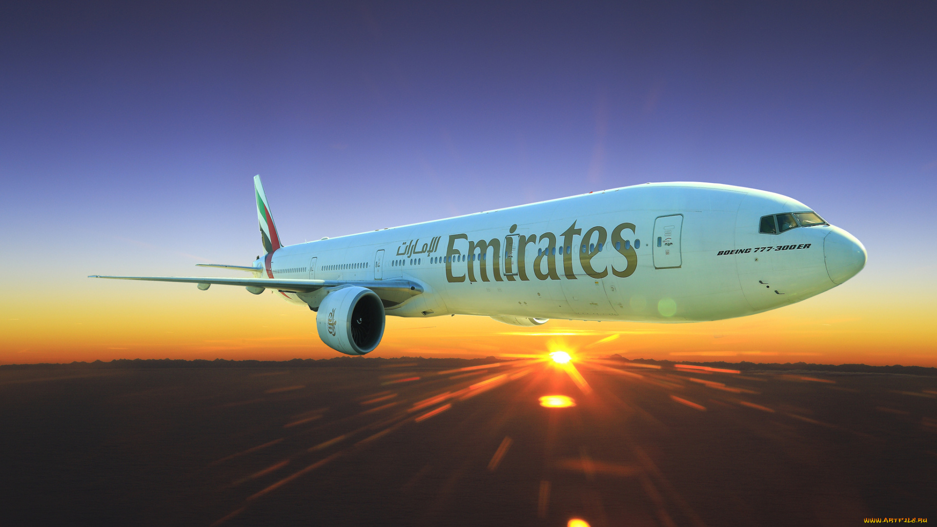 boeing, 777, emirates, авиация, 3д, рисованые, v-graphic, полет, небо, авиалайнер