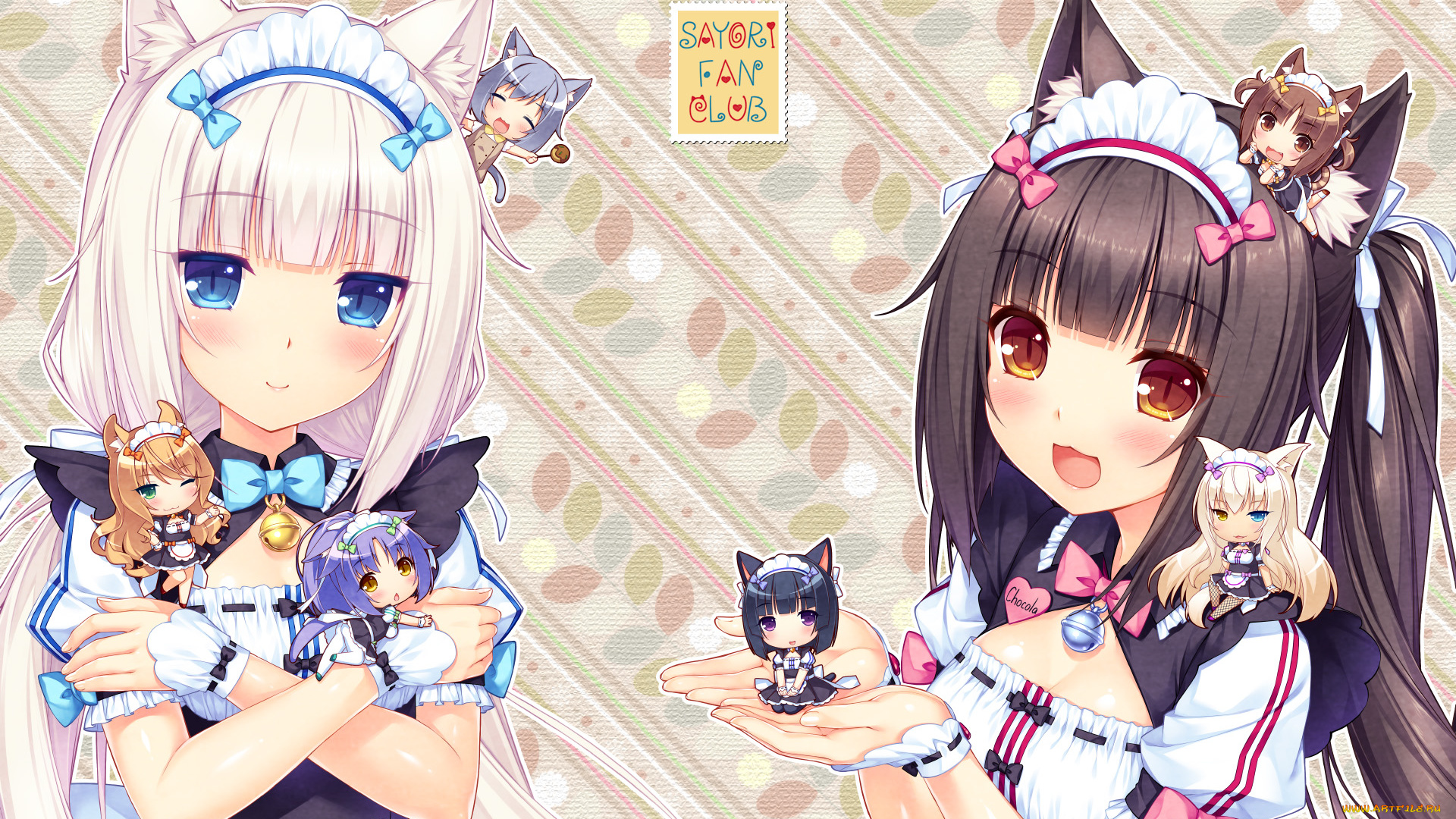 аниме, nekopara, фон, девушки, взгляд