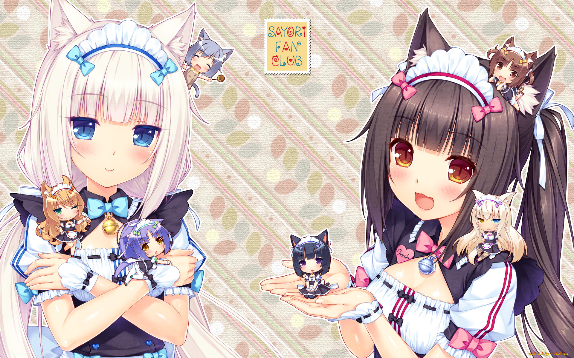 аниме, nekopara, фон, девушки, взгляд