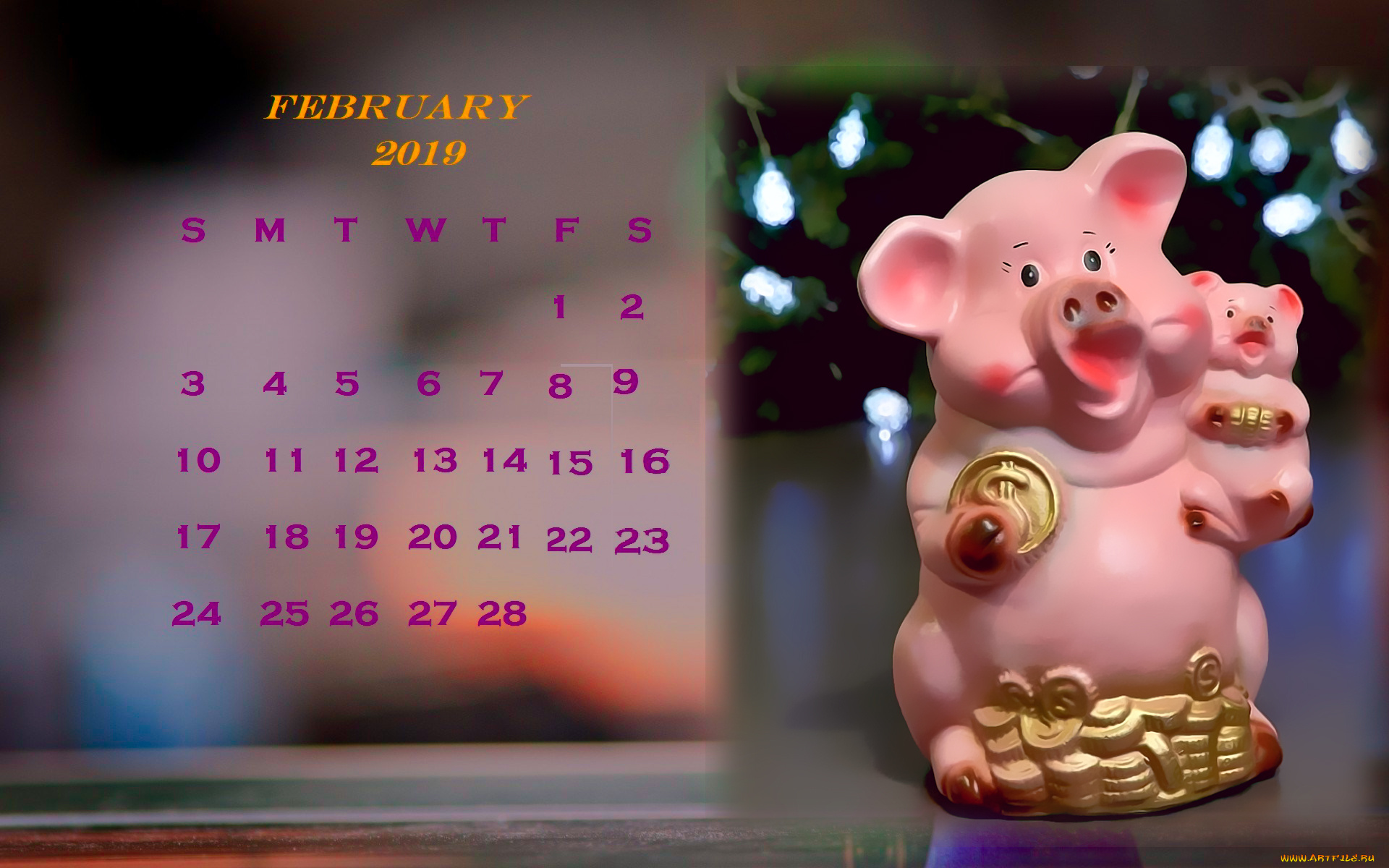 календари, праздники, , салюты, монета, свинья, поросенок